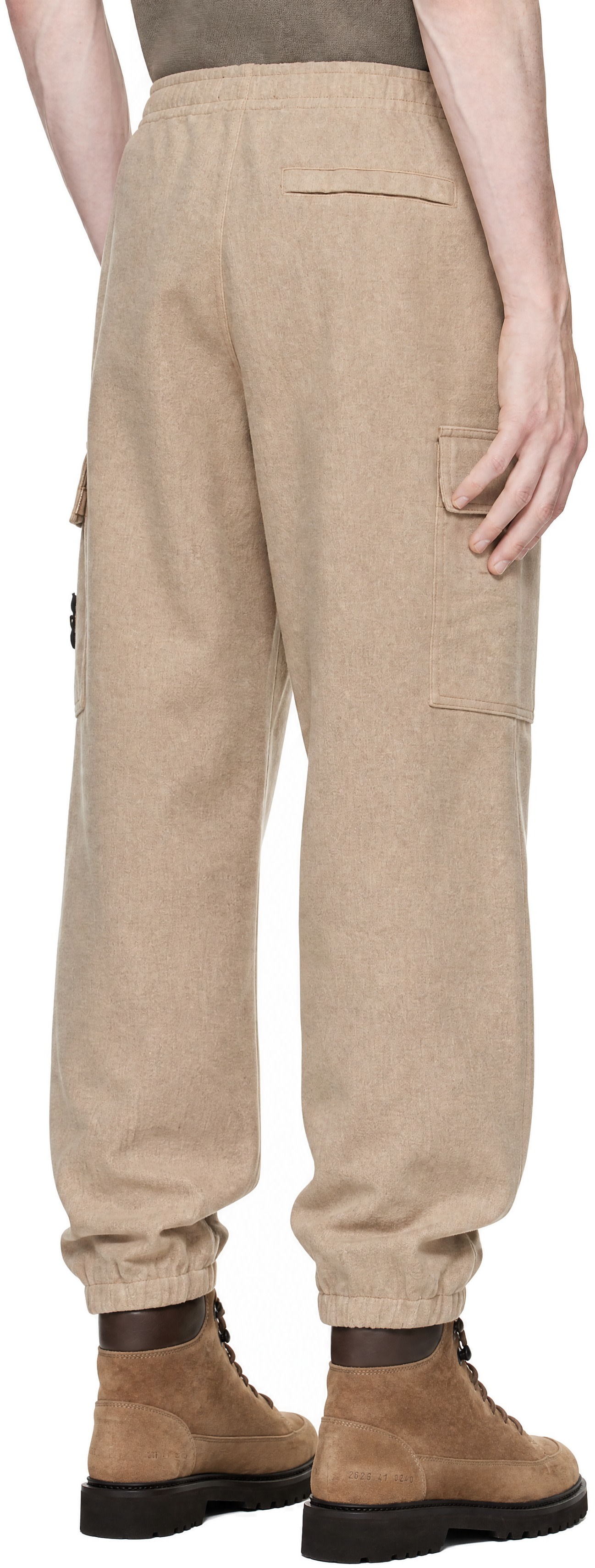 Stone Island - 브라운 울 나일론 패널 TC 카고 팬츠