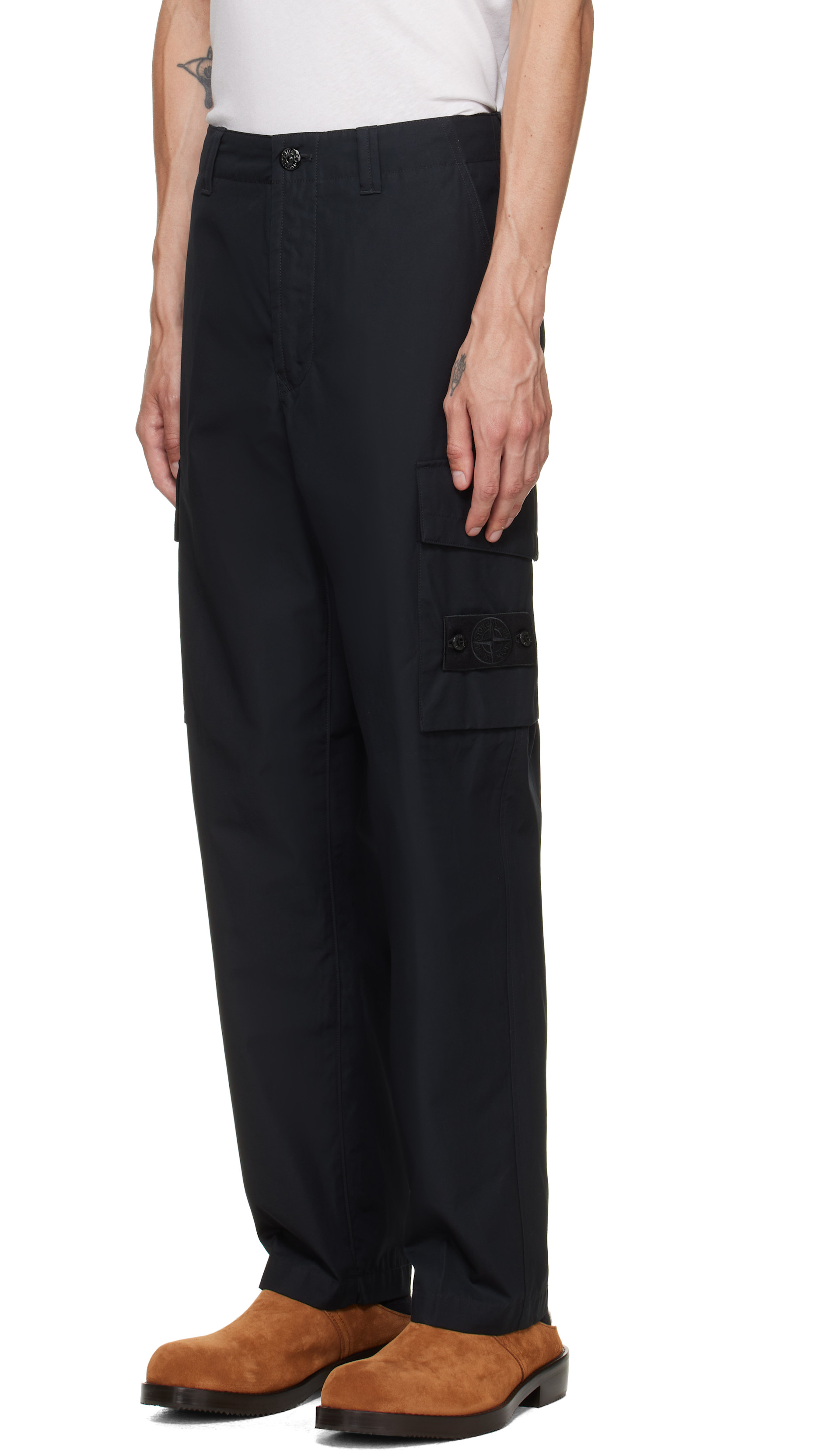 Stone Island: ブラック 3100021 All-Weather Cotton Canvas_S.I
