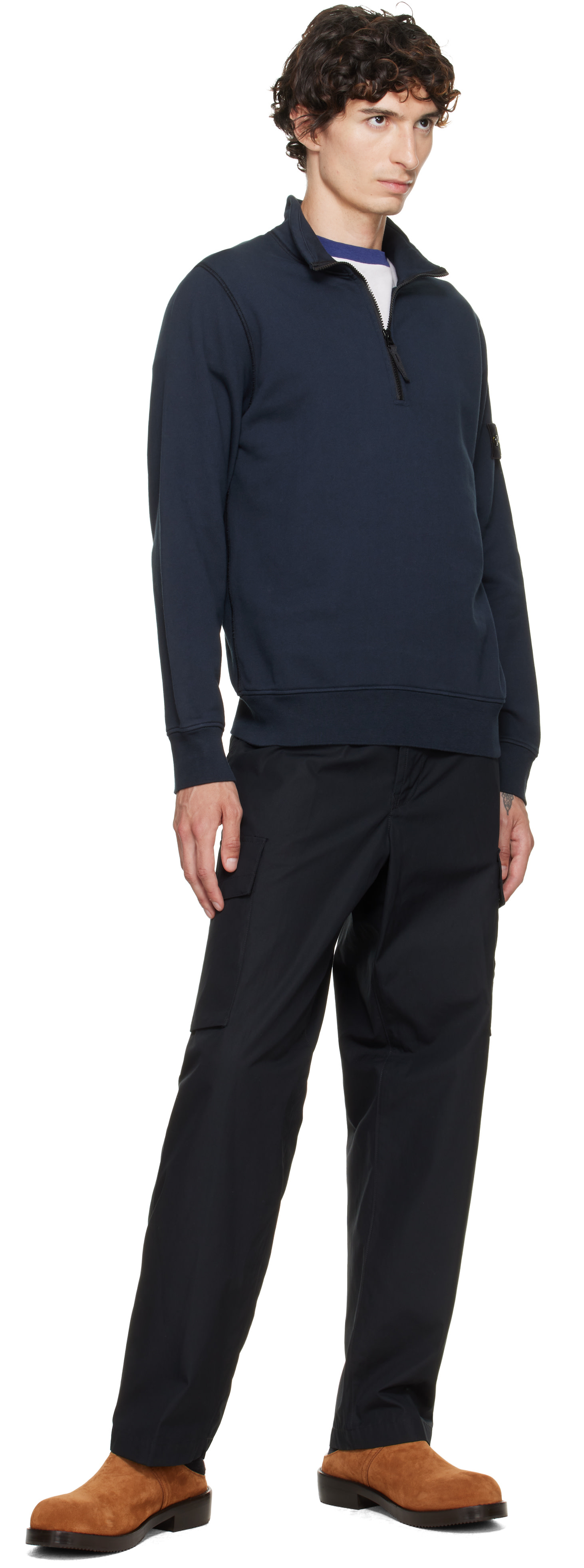 Stone Island: ブラック 3100021 All-Weather Cotton Canvas_S.I