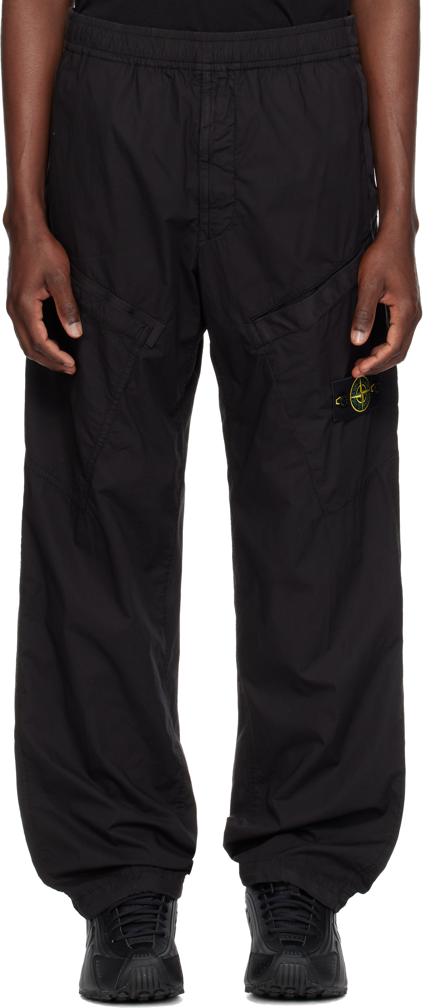 Stone Island: ブラック 3100006 Stretch Cotton Tela 'PARACADUTE