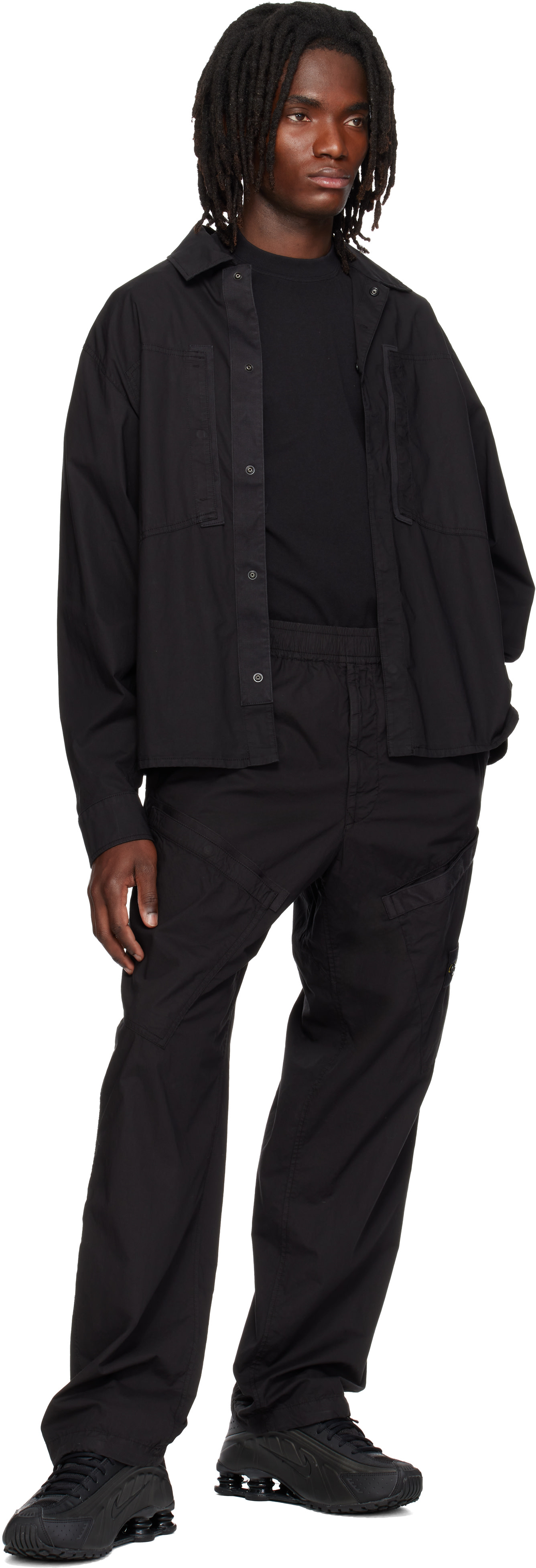 Stone Island: ブラック 3100006 Stretch Cotton Tela 'PARACADUTE