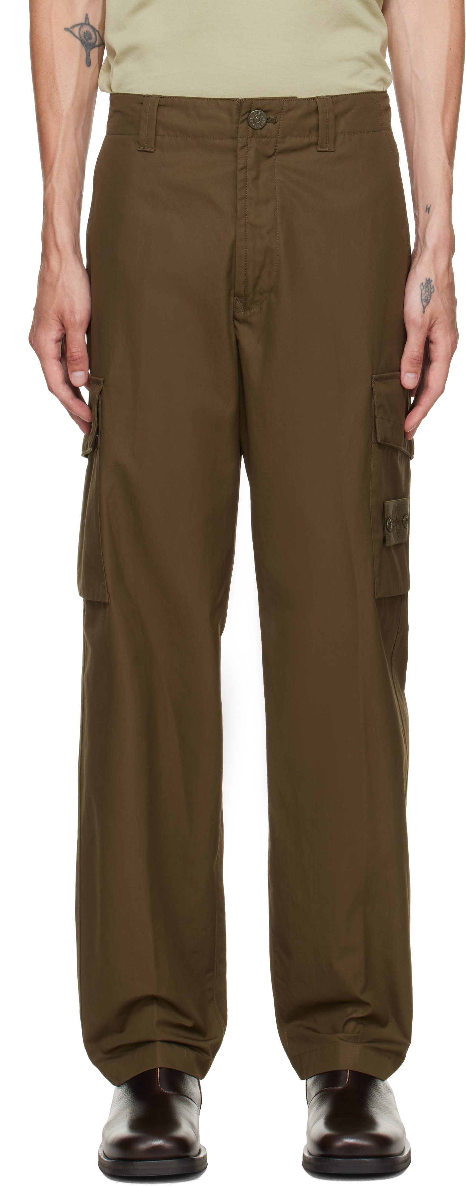 Stone Island: Khaki 3100021 All-Weather Cotton Canvas_S.I. Ghost