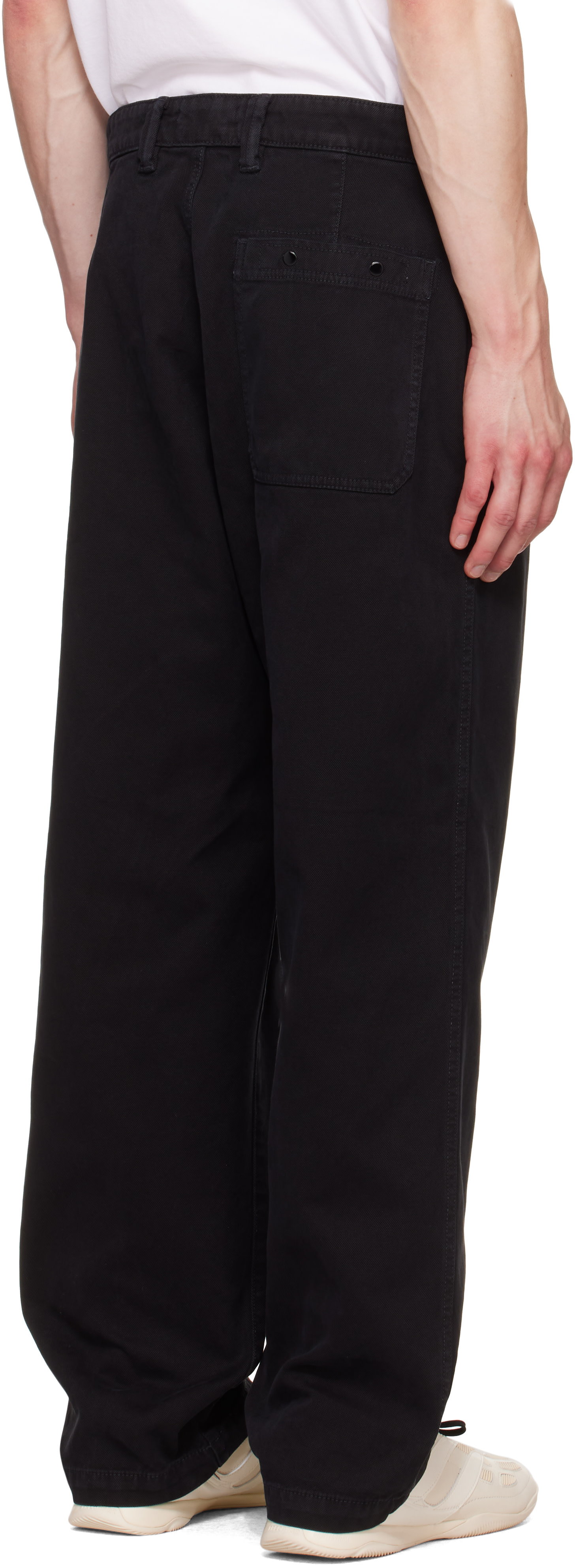 パンツ STONE  / ORGANIC PANAMA COTTON Stone Island: ブラック 3100014 Organic Panama Cotton 'Old' Effect