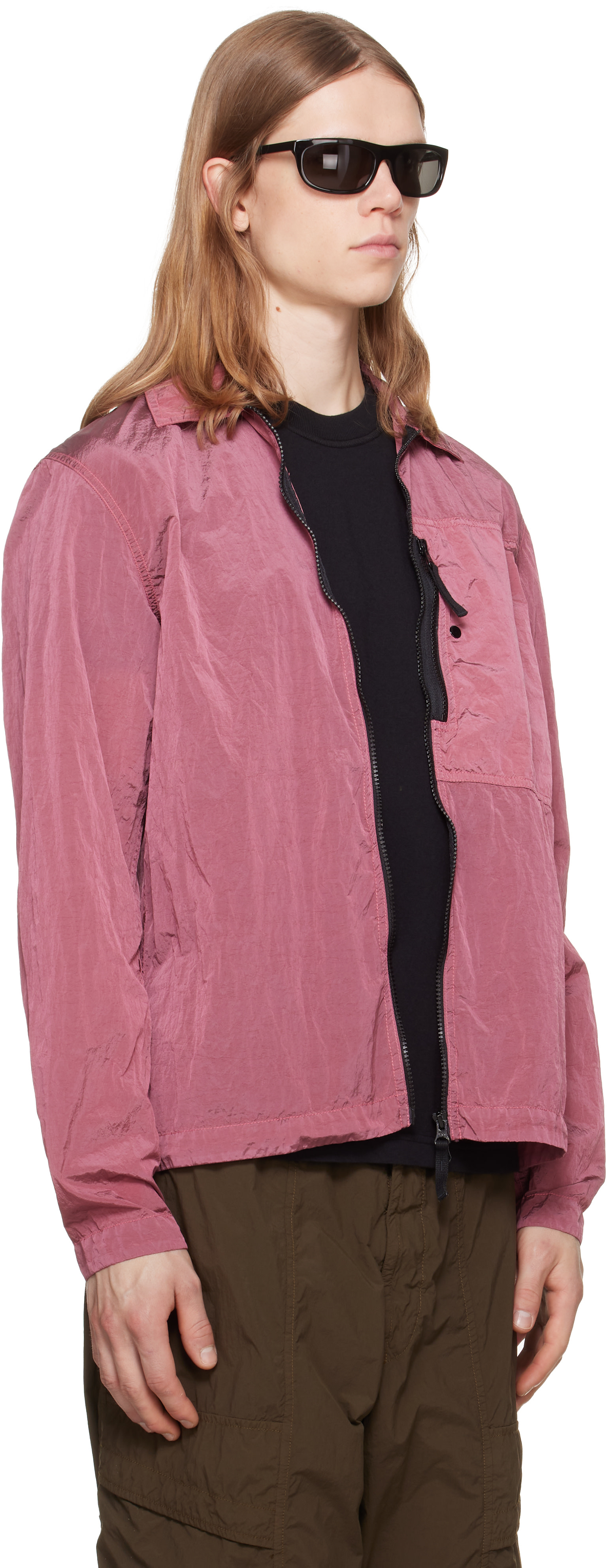 美品！STONE  ナイロンメタルジャケット ピンク　Lサイズ Stone Island: ピンク 1200041 Nylon Metal オーバーシャツ | SSENSE 日本
