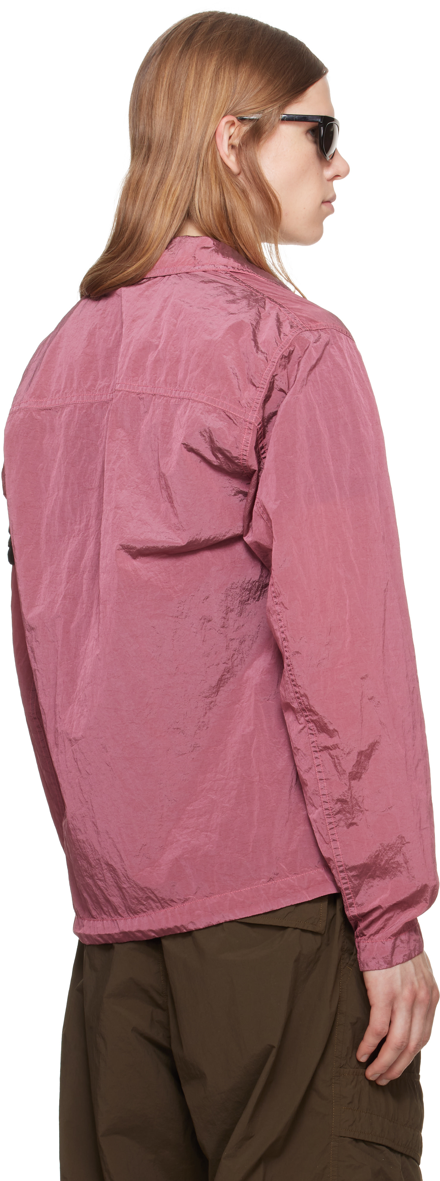 Stone Island: ピンク 1200041 Nylon Metal オーバーシャツ | SSENSE 日本