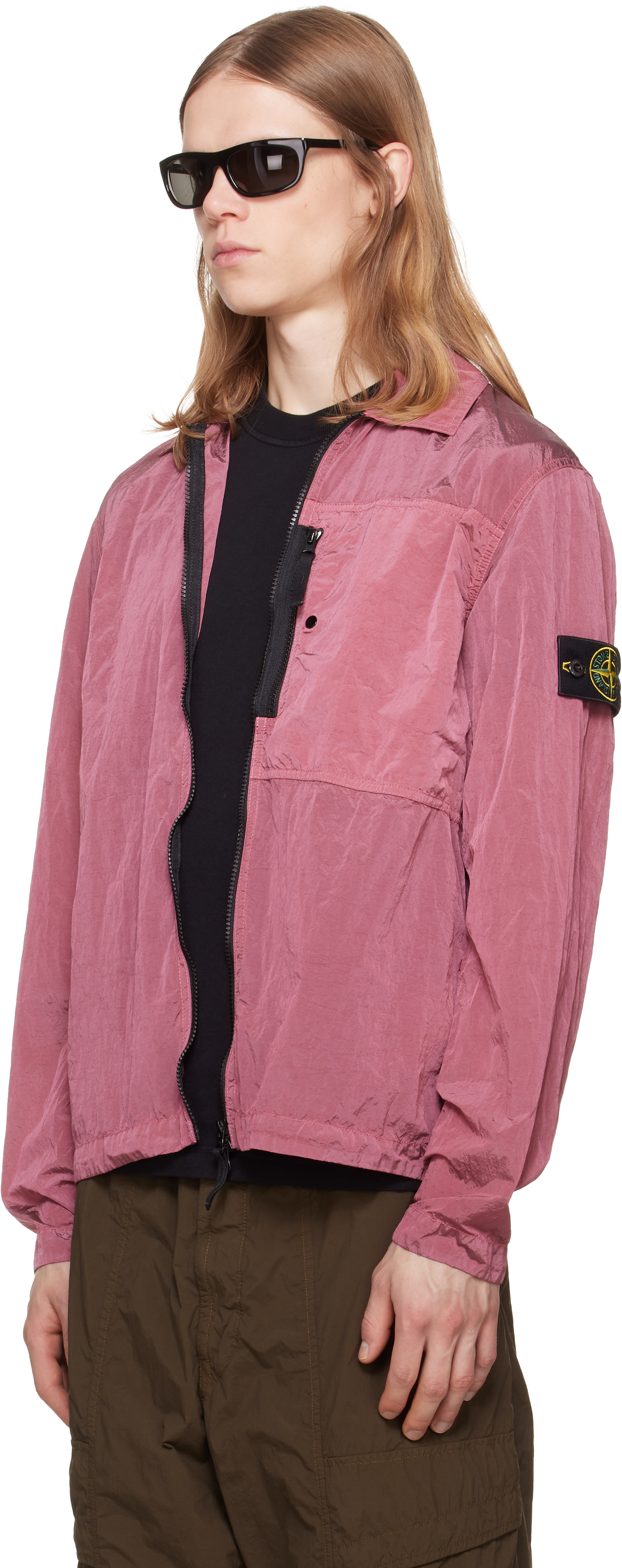 美品！STONE  ナイロンメタルジャケット ピンク　Lサイズ Stone Island: ピンク 1200041 Nylon Metal オーバーシャツ | SSENSE 日本
