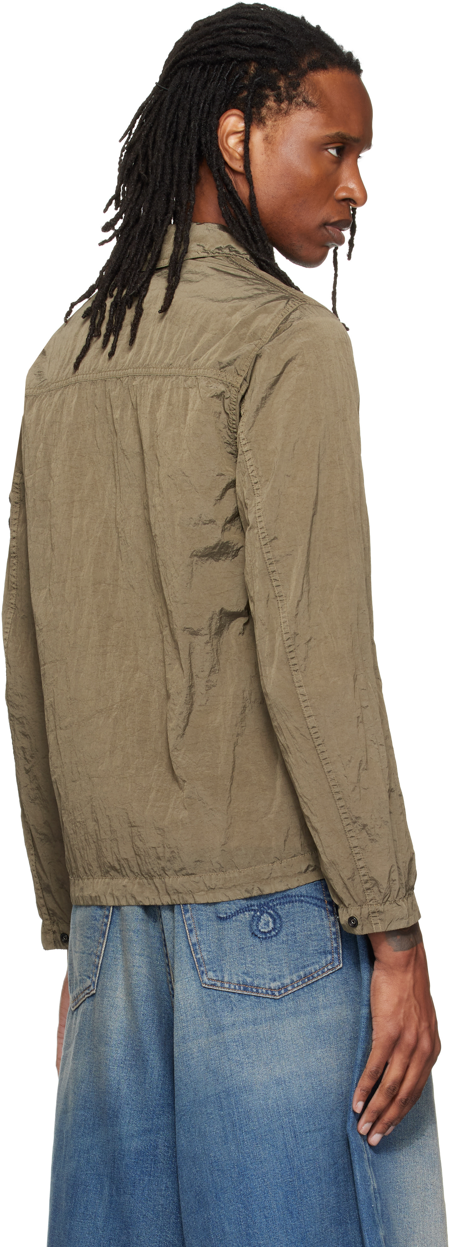 Stone Island: カーキ 1200041 Nylon Metal オーバーシャツ | SSENSE 日本