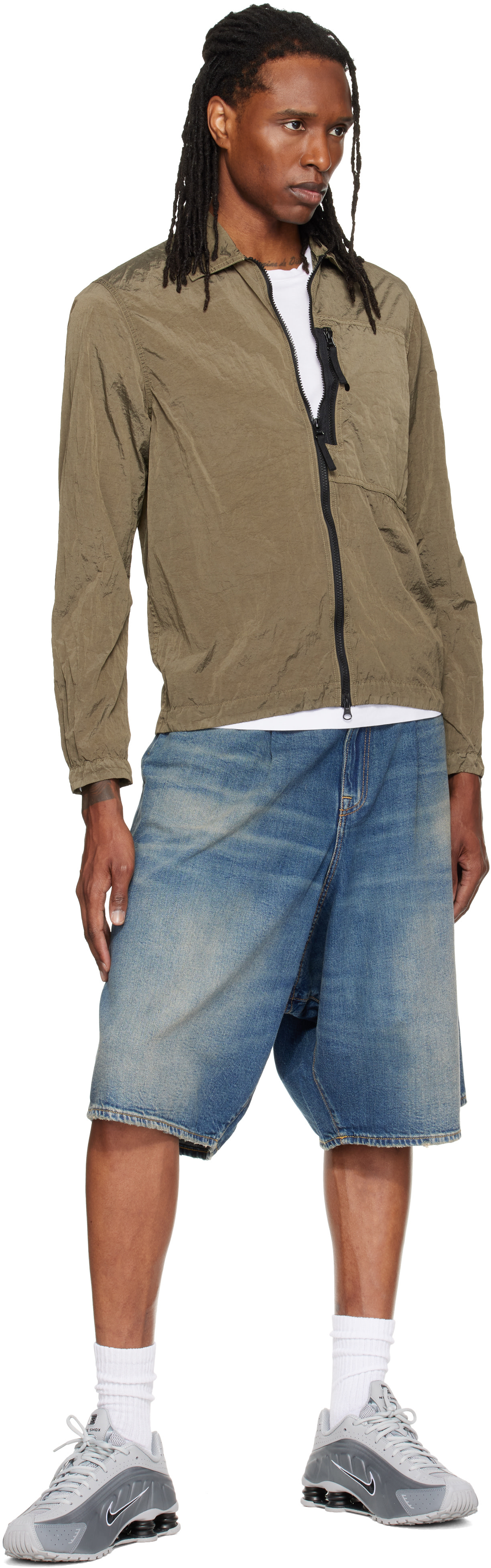 Stone Island: カーキ 1200041 Nylon Metal オーバーシャツ | SSENSE 日本