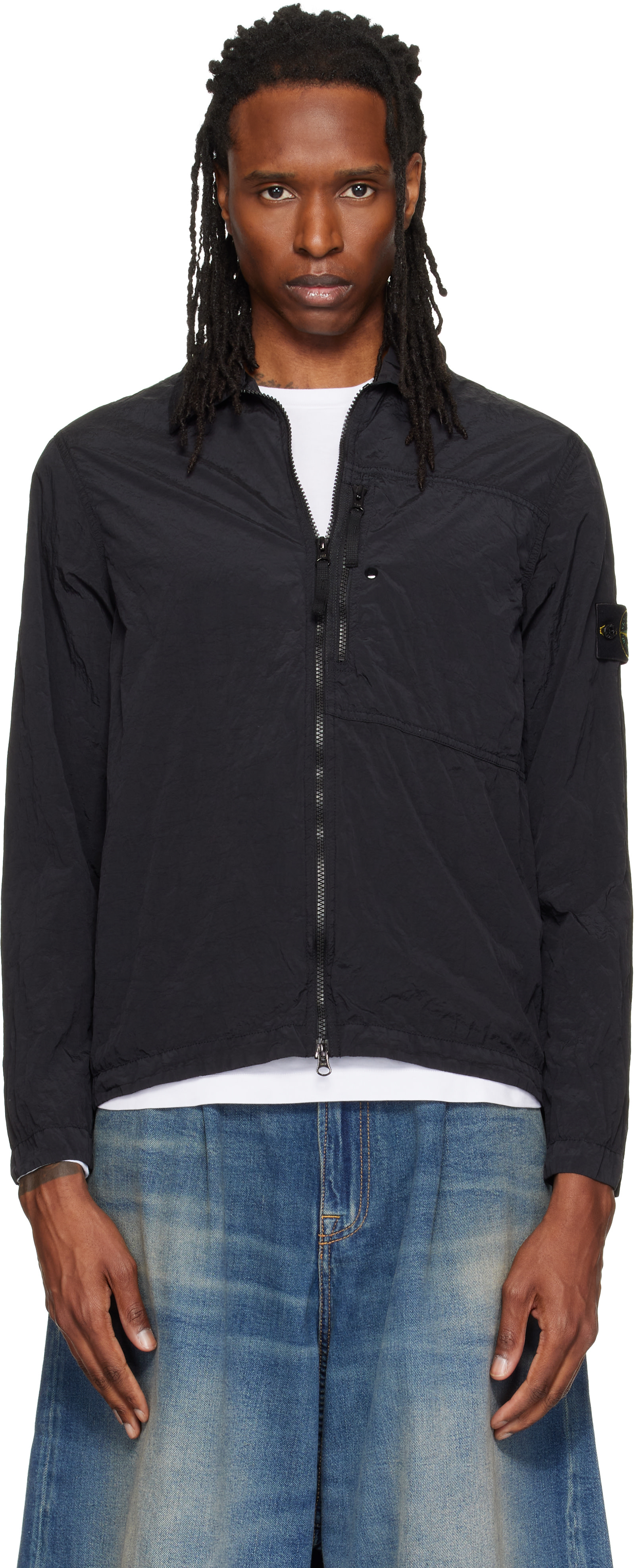 ジャケット・アウター STONE  14aw PADDED OVERSHIRT Stone Island: Black 1200041 Nylon Metal Overshirt | SSENSE Canada