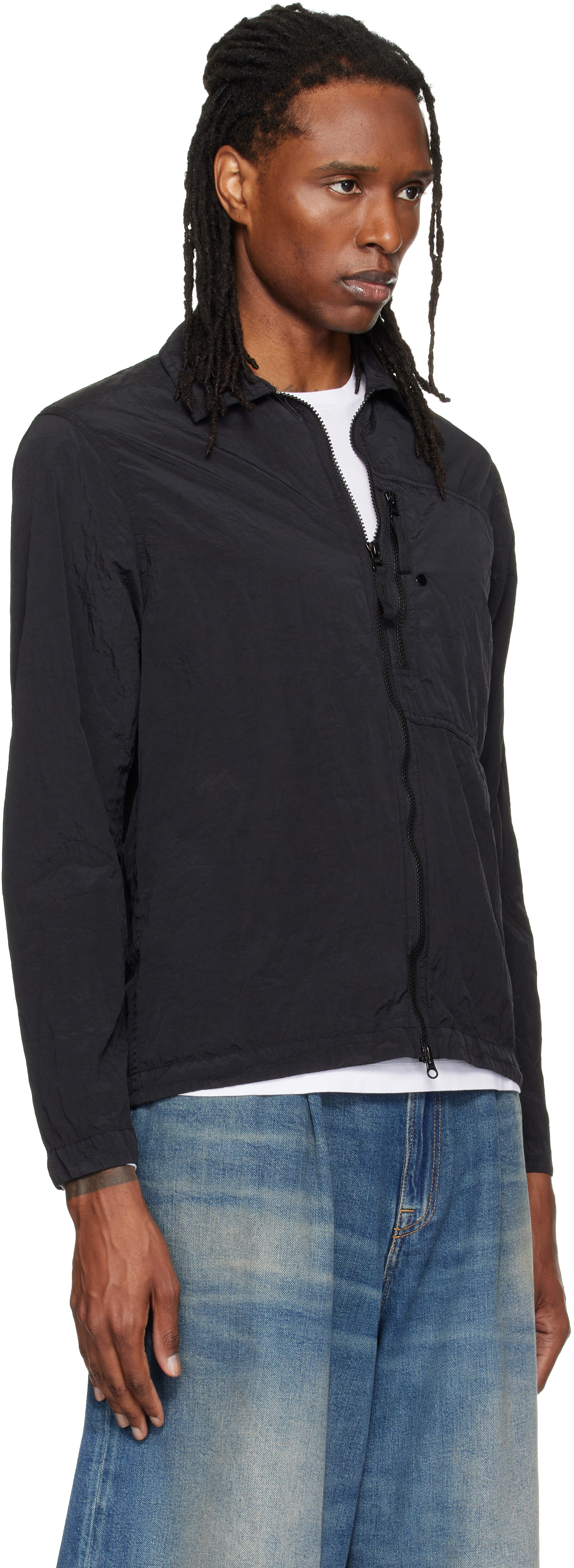 Stone Island: Black 1200041 Nylon Metal Overshirt | SSENSE
