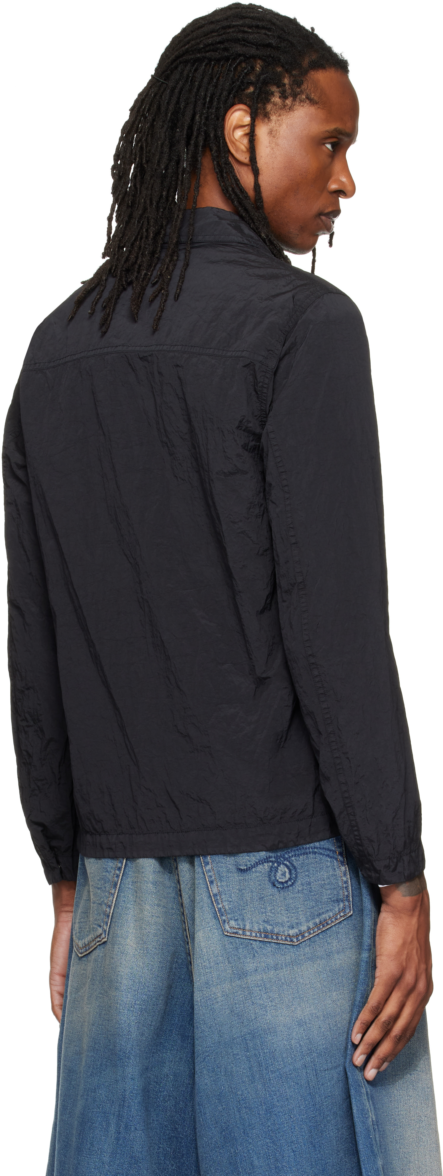 Stone Island: Black 1200041 Nylon Metal Overshirt | SSENSE Canada