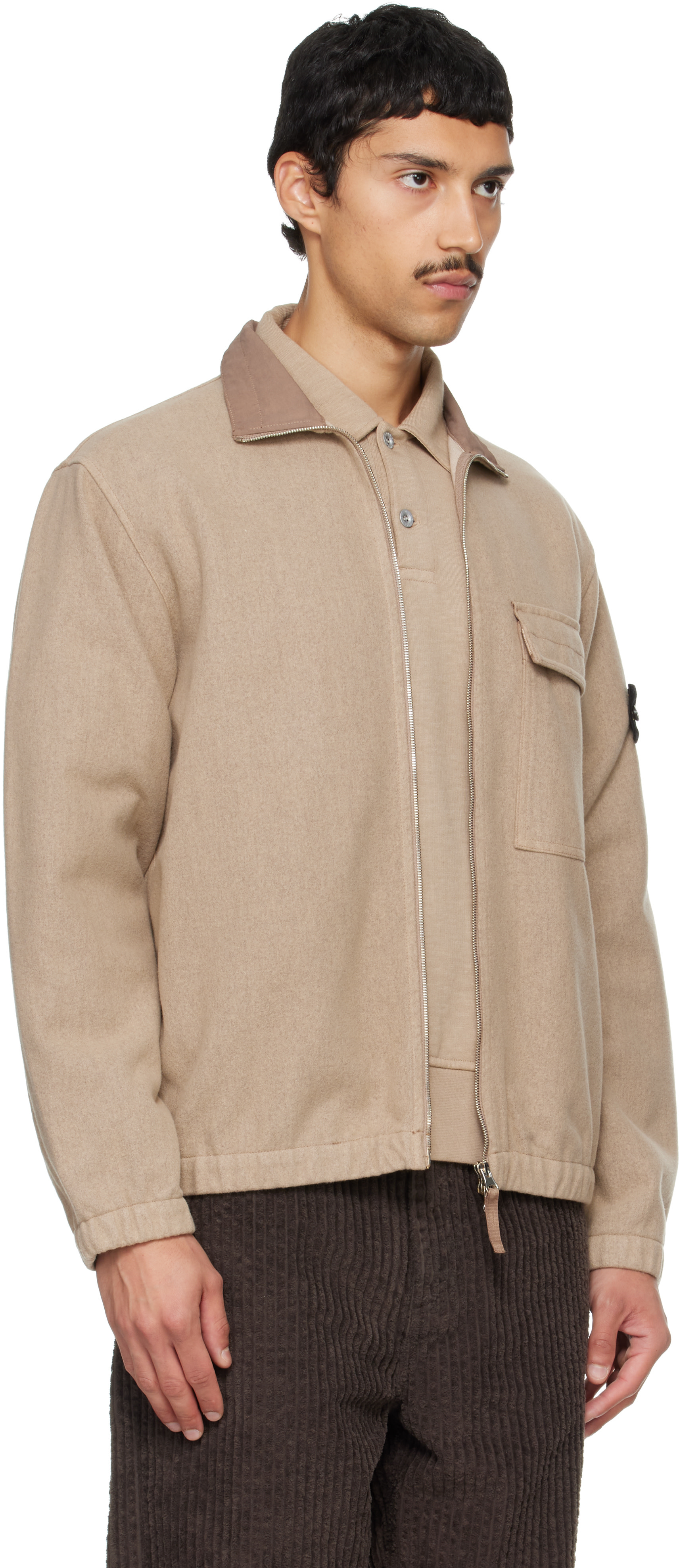 Stone Island - Beige 1200033 Wool Nylon Flannel Jacket