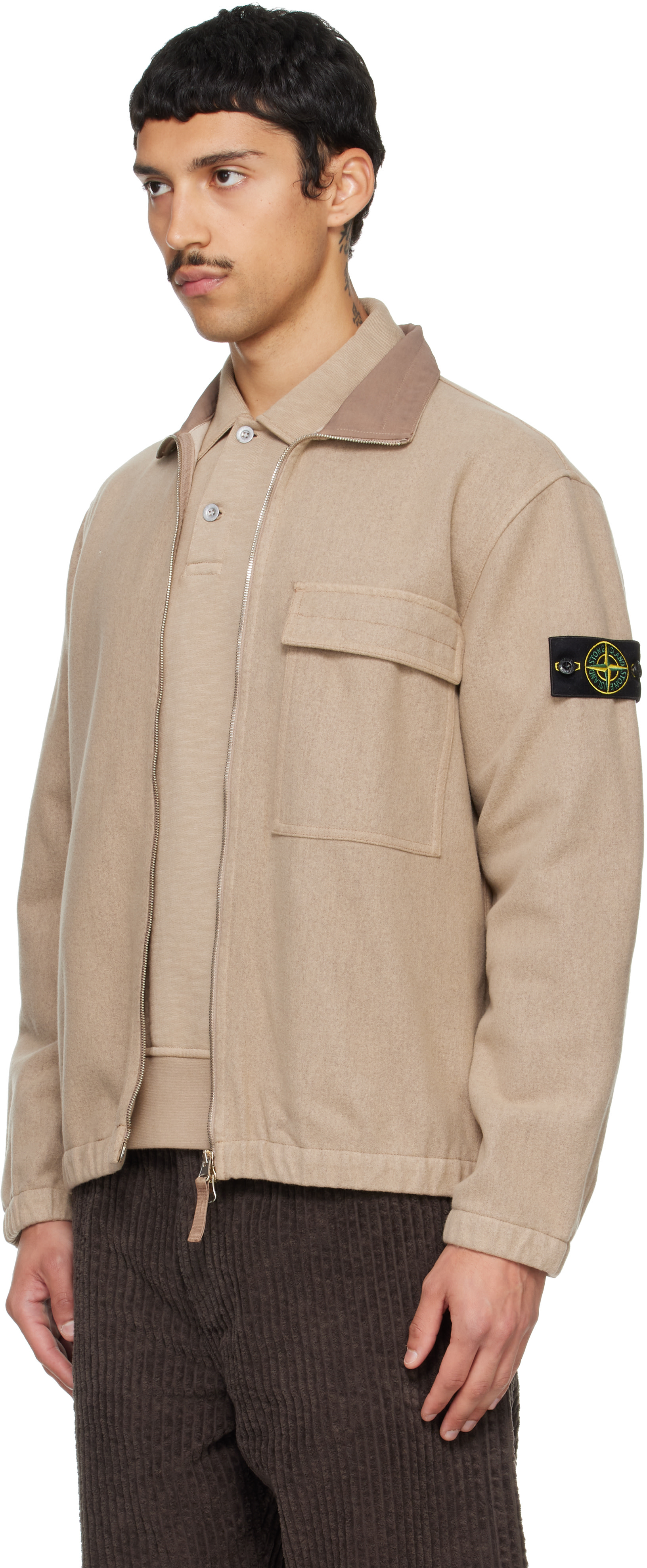 Stone Island - Beige 1200033 Wool Nylon Flannel Jacket