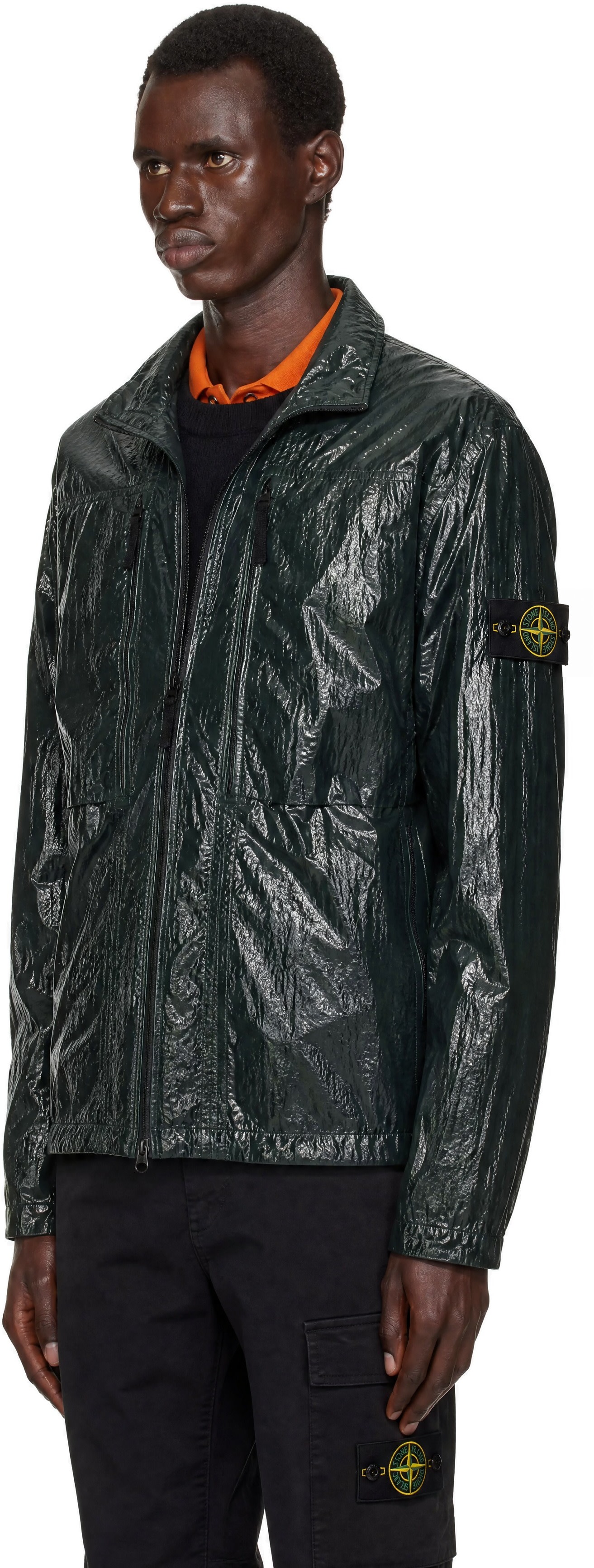Stone Island: グリーン 1200031 Nylon Lucido ジャケット | SSENSE 日本