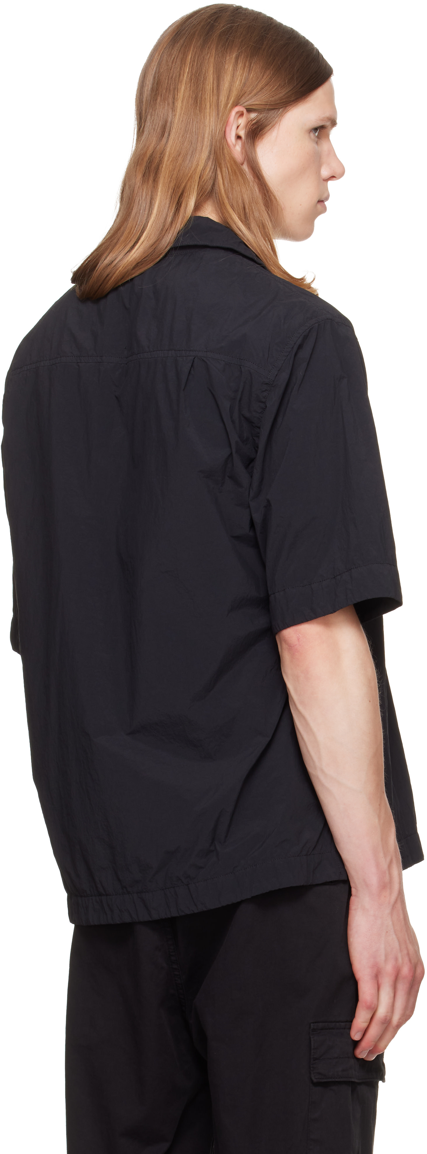 Stone Island: Black 1200019 Nylon Smerigliato S.I. Ghost Shirt