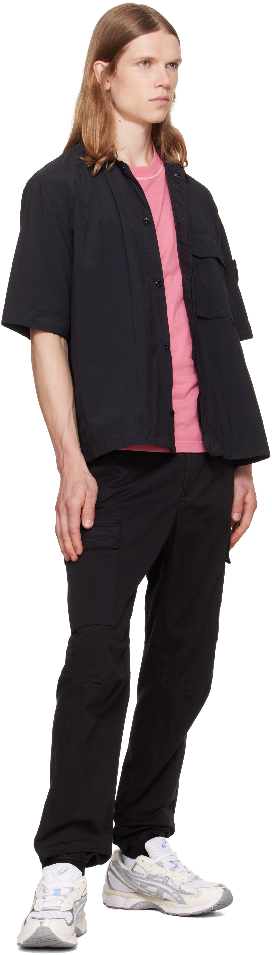 Stone Island: Black 1200019 Nylon Smerigliato S.I. Ghost Shirt