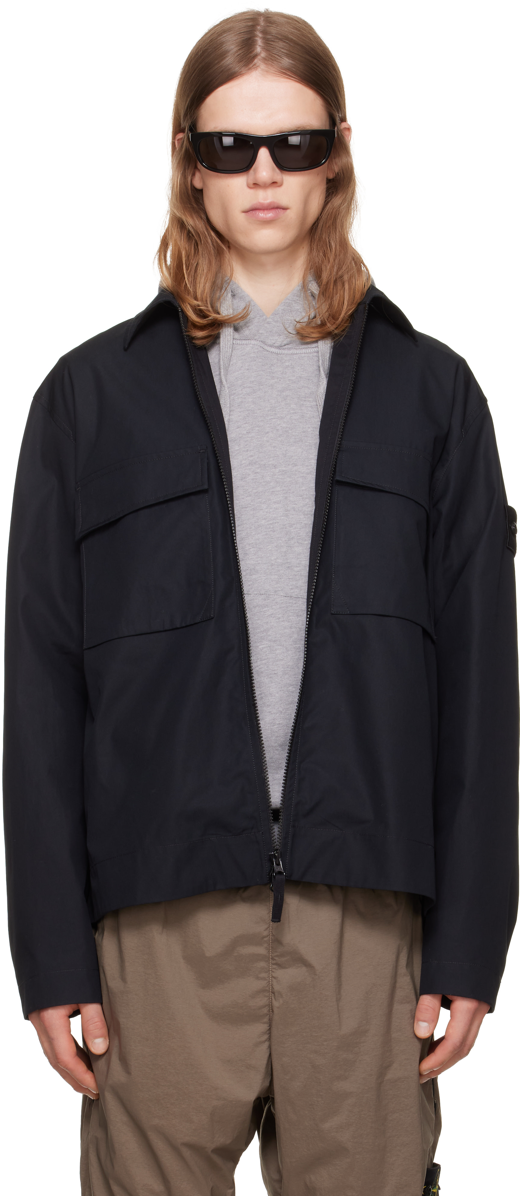 Stone Island: ブラック 1200018 All-Weather Cotton Canvas