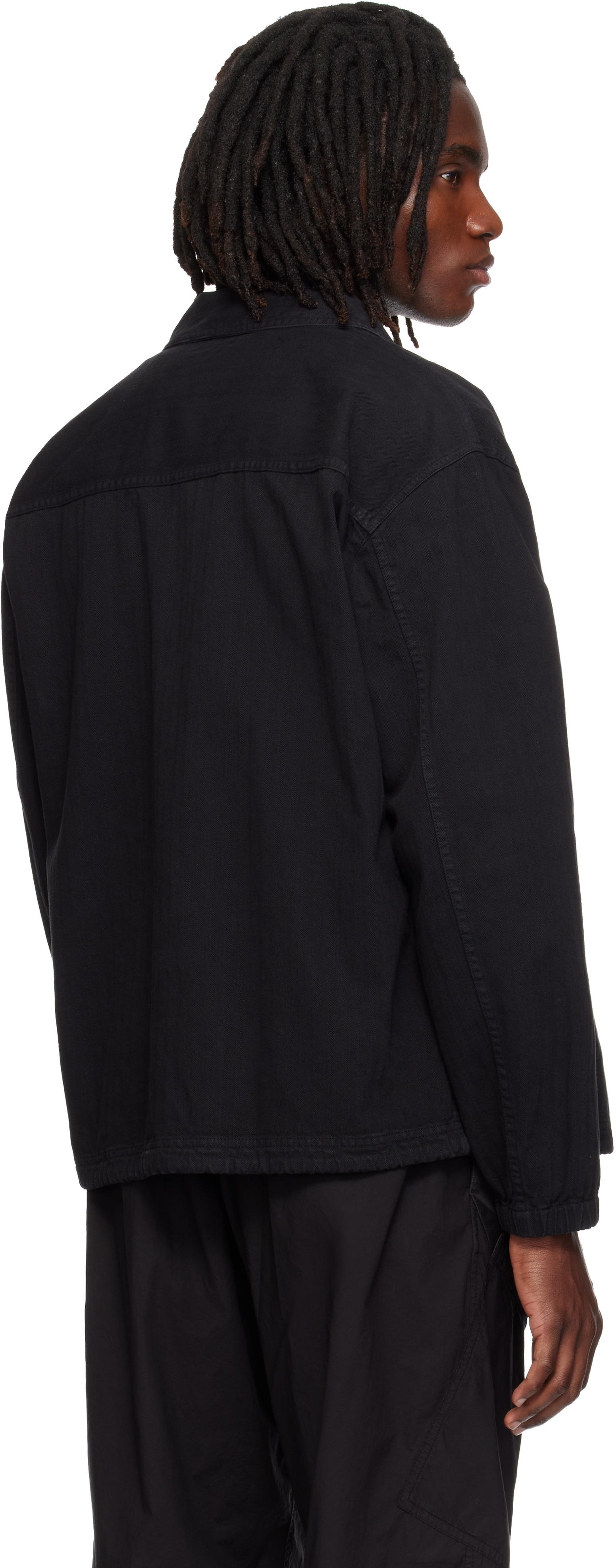Stone Island: ブラック 1200014 Organic Panama 'Old' オーバーシャツ