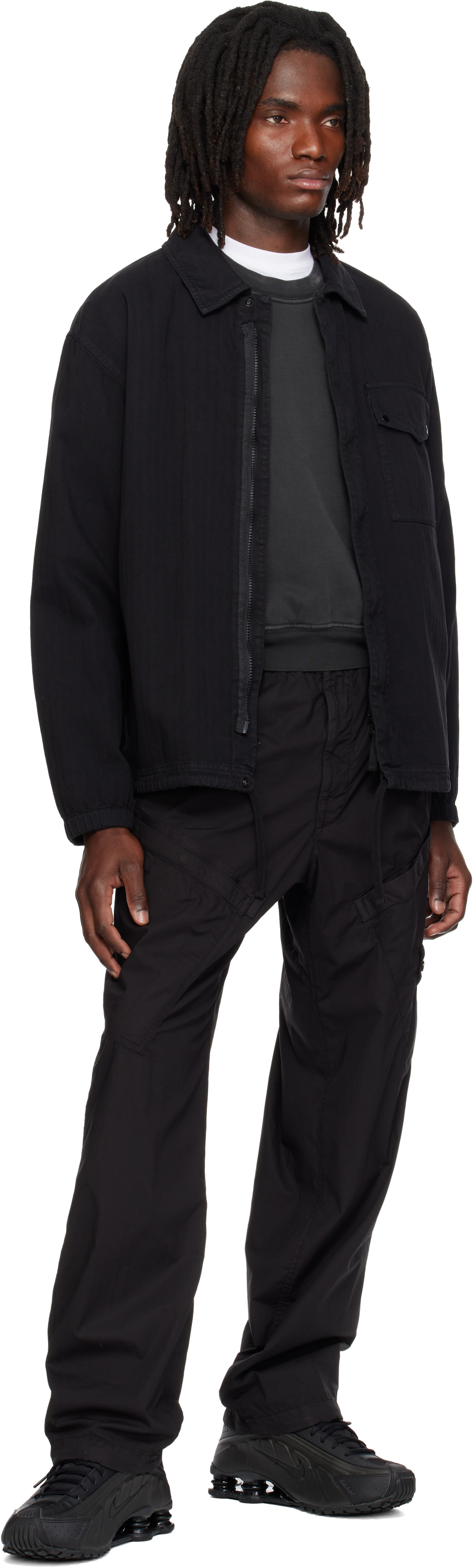 Stone Island: ブラック 1200014 Organic Panama 'Old' オーバーシャツ