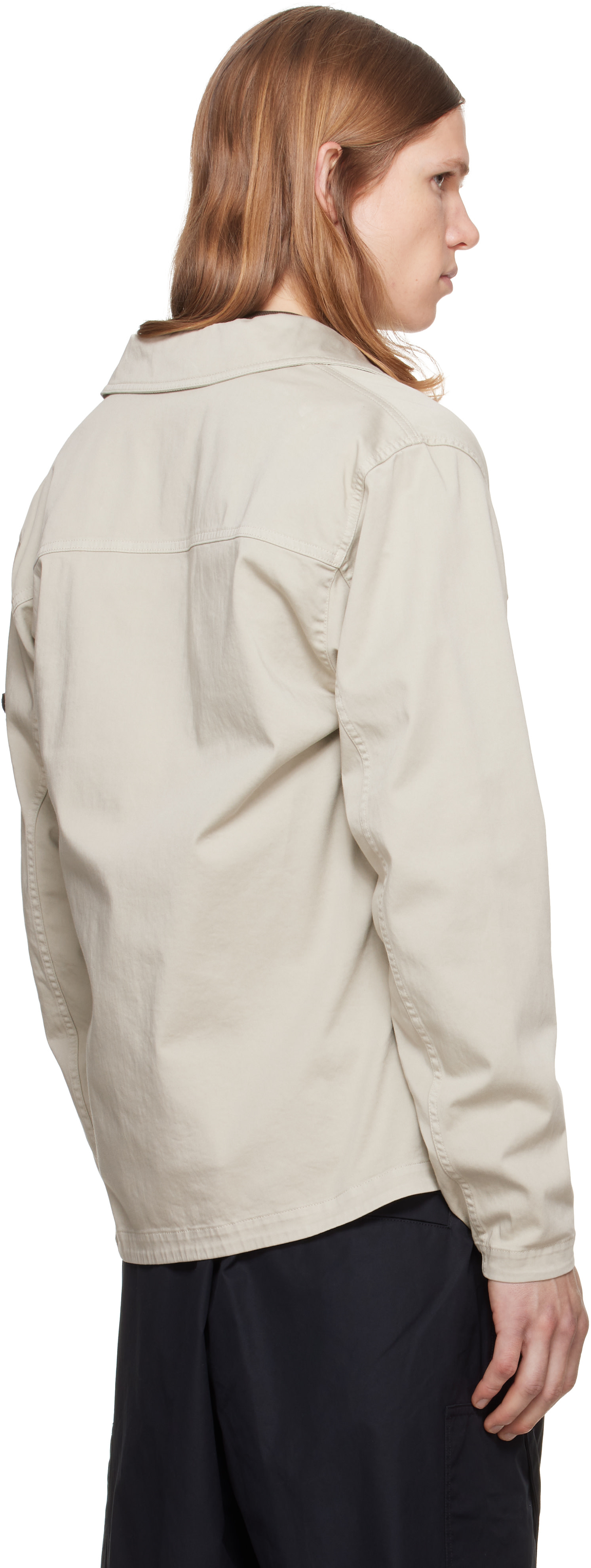 未使用90sITALIA製STONE アイボリーリネンシャツ 希少 Stone Island: ベージュ 1200010 Stretch Cotton Organic Cotton Satin