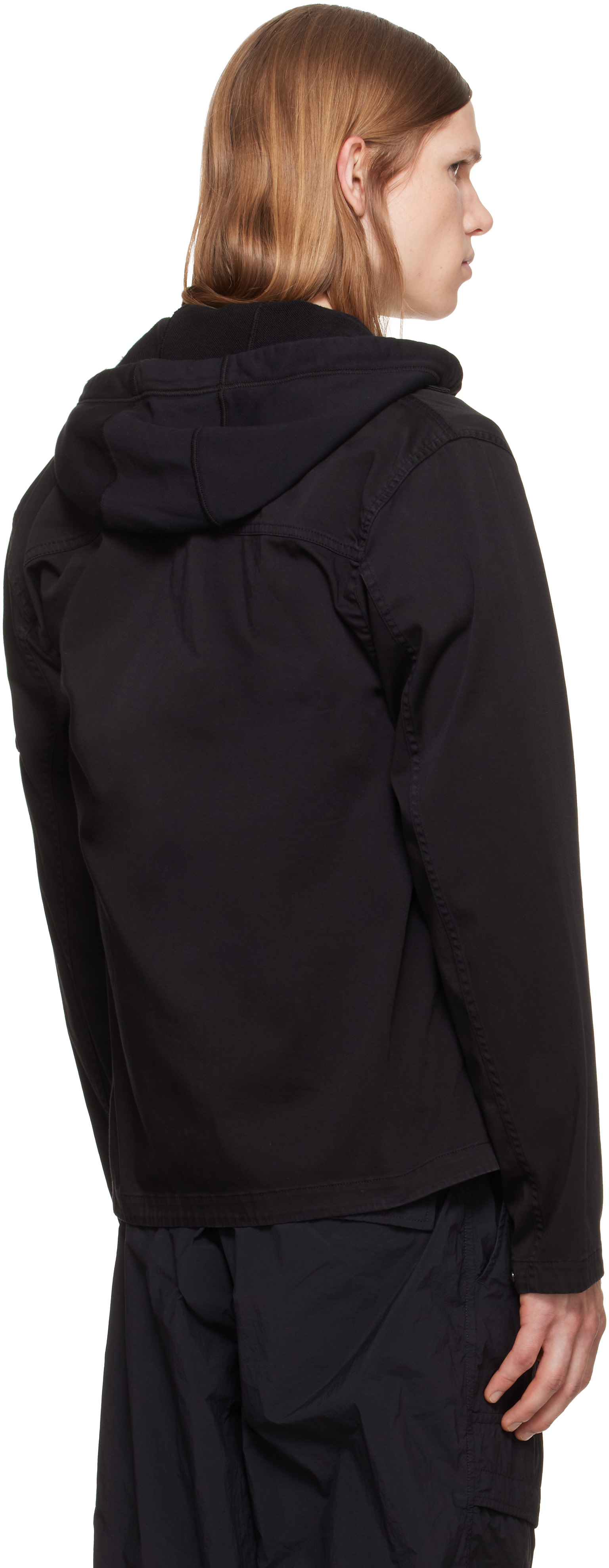 Stone Island: ブラック 1200010 Cotton Organic Satin オーバーシャツ