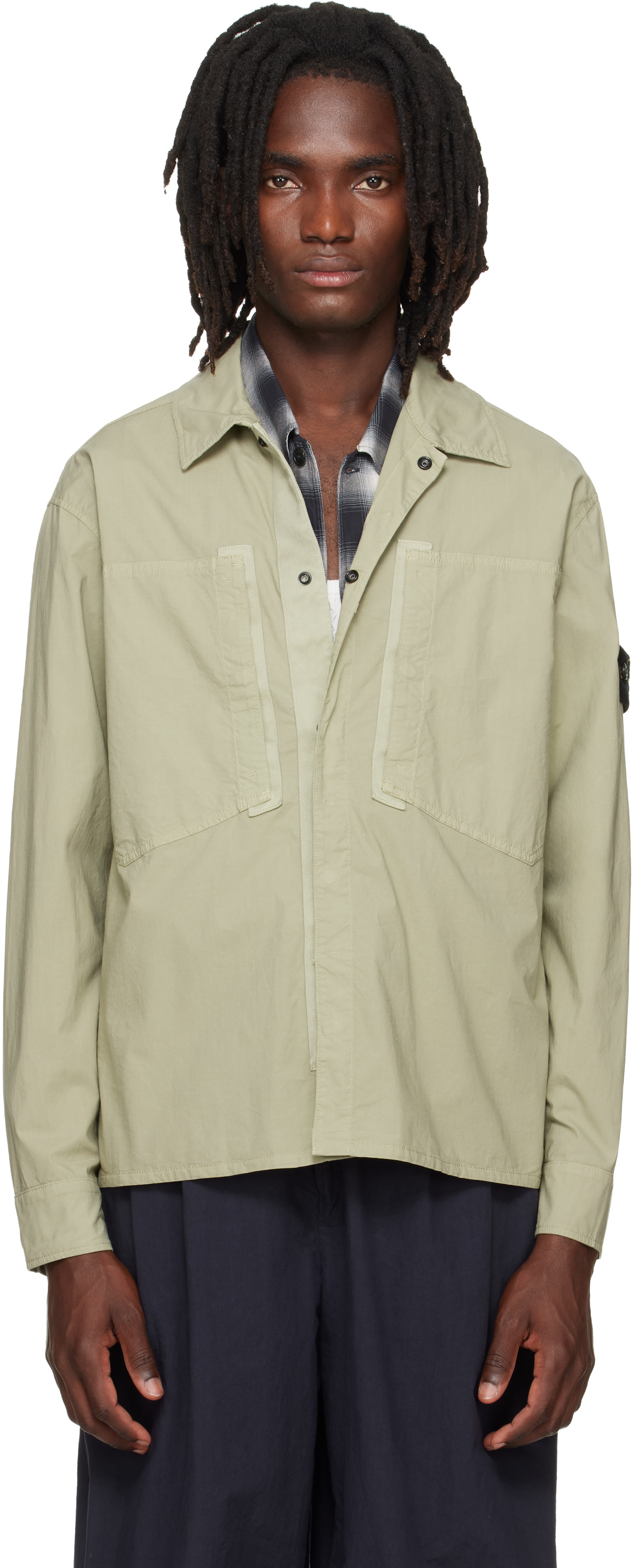 Stone Island: グリーン 1200005 Stretch Cotton Tela 'Paracadute