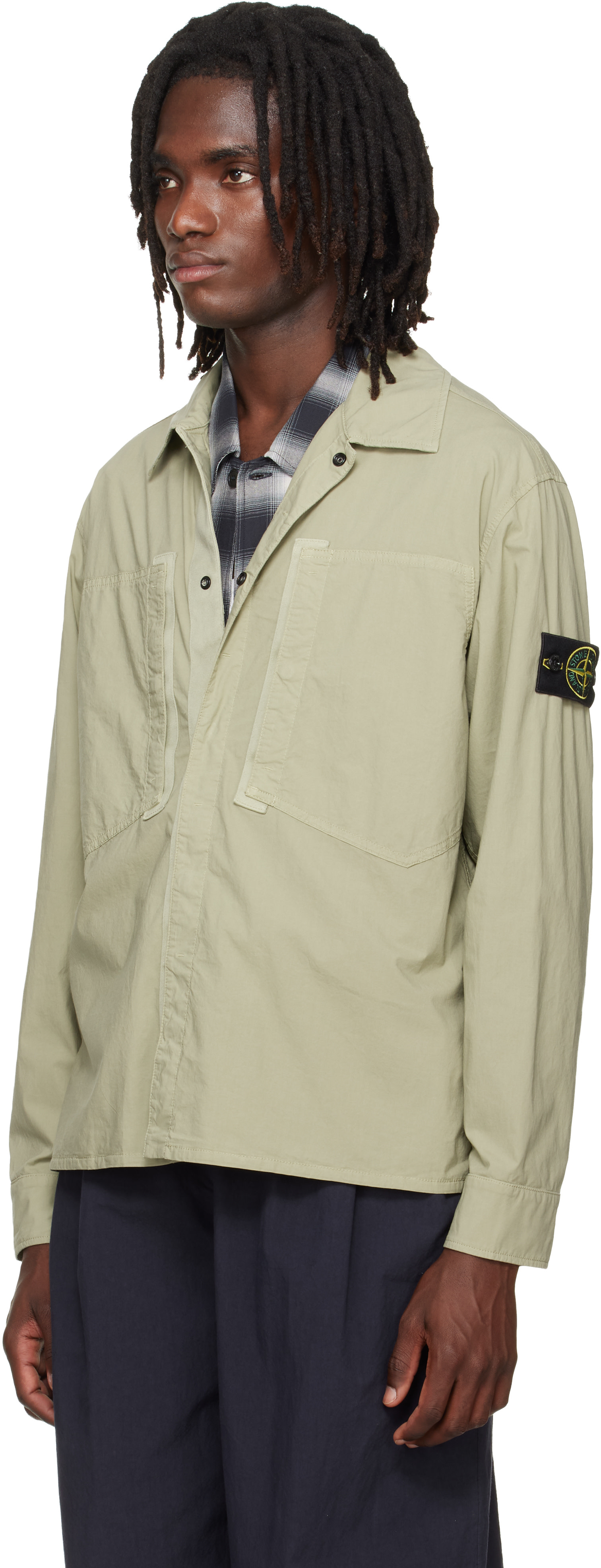 Stone Island: Green 1200005 Stretch Cotton Tela 'Paracadute