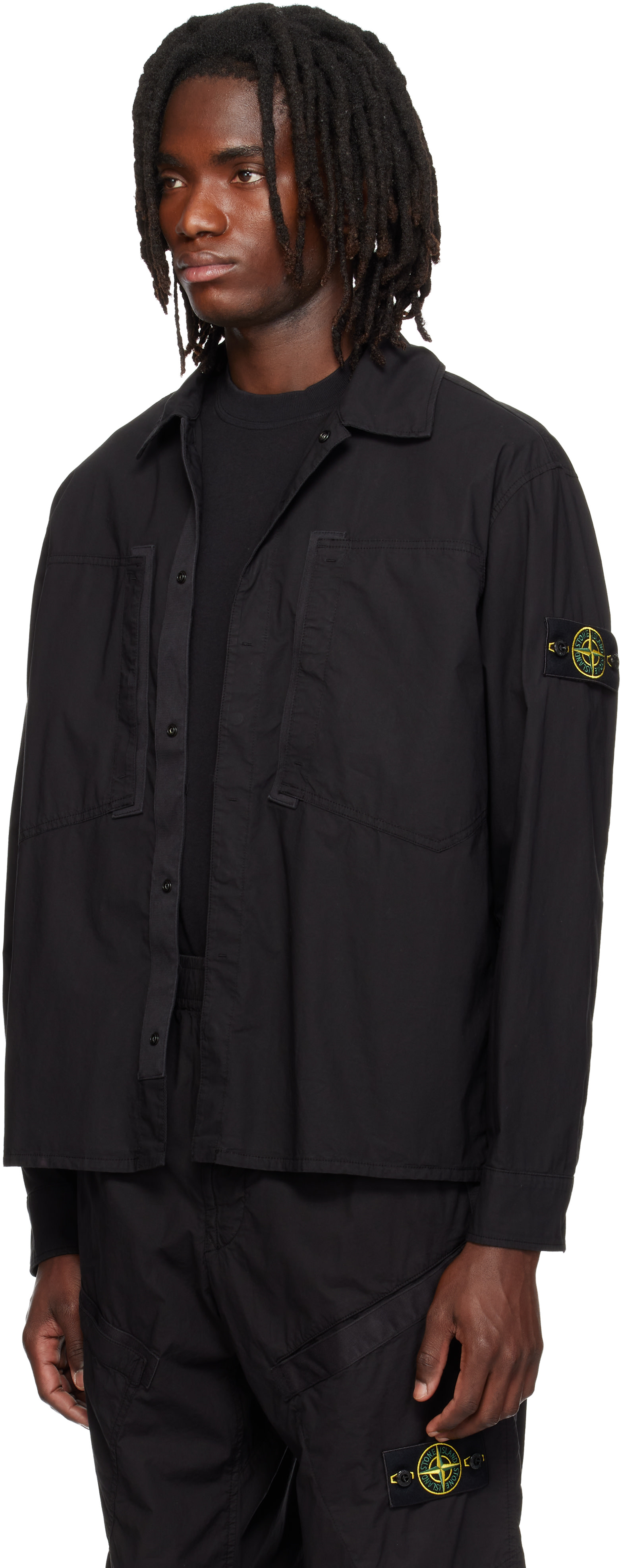 Stone Island: Black 1200005 Stretch Cotton Tela 'PARACADUTE' Shirt