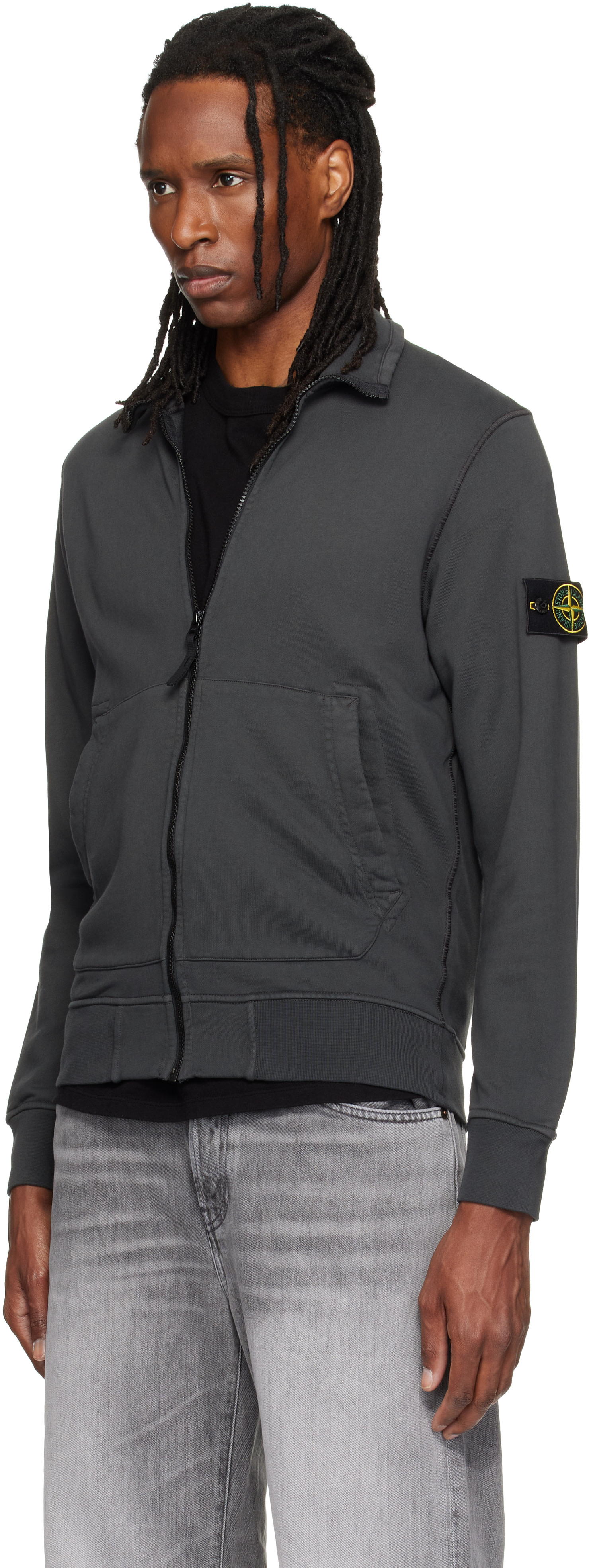 Stone Island: Gray 6100063 Organic Cotton Jacket | SSENSE Canada
