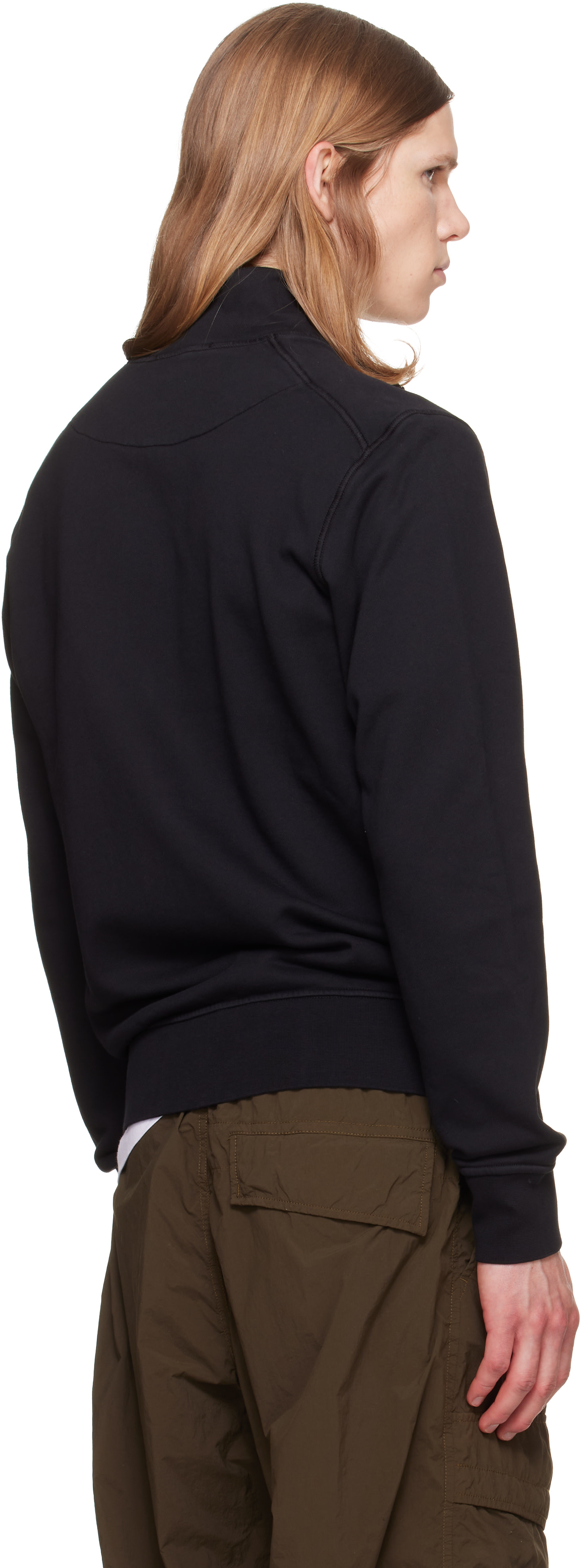 Stone Island - Pull molletonné 610063 noir en coton bio