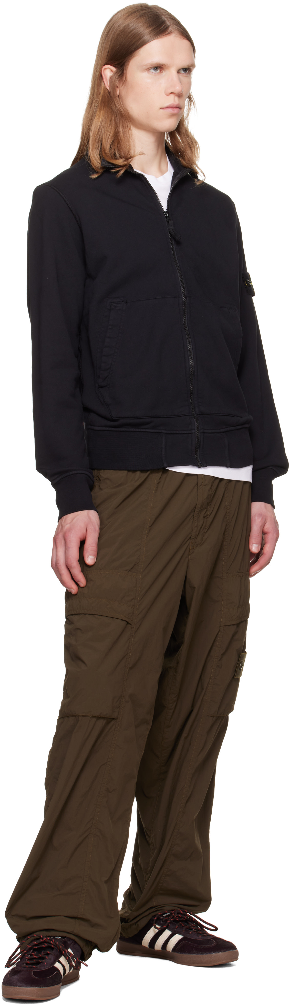 Stone Island - Pull molletonné 610063 noir en coton bio