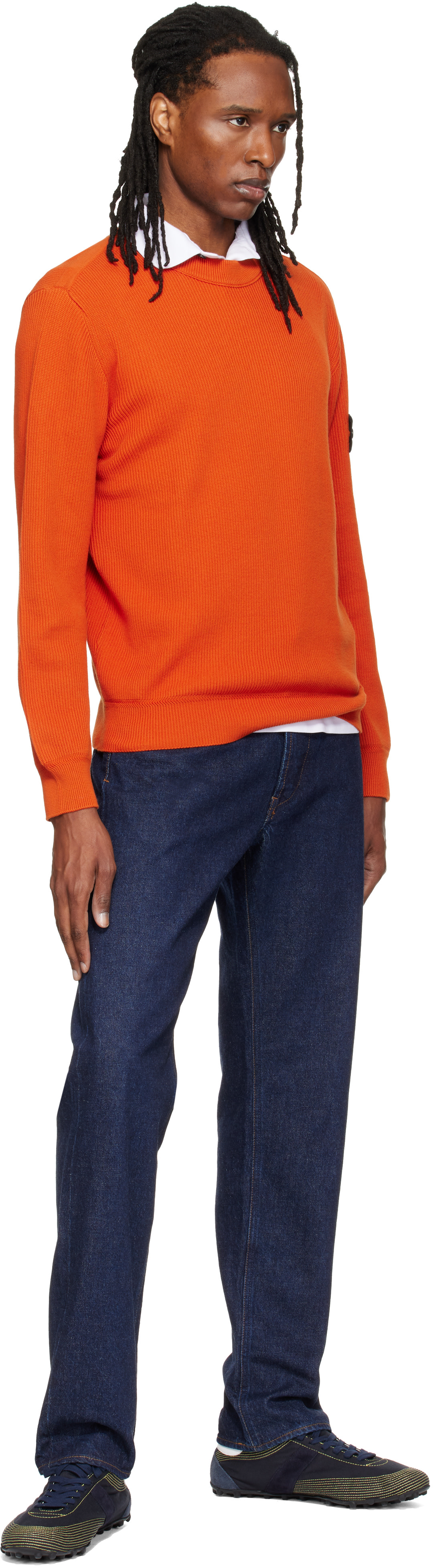 Stone Island: Orange 5100154 Ribbed Soft Organic Cotton Sweater