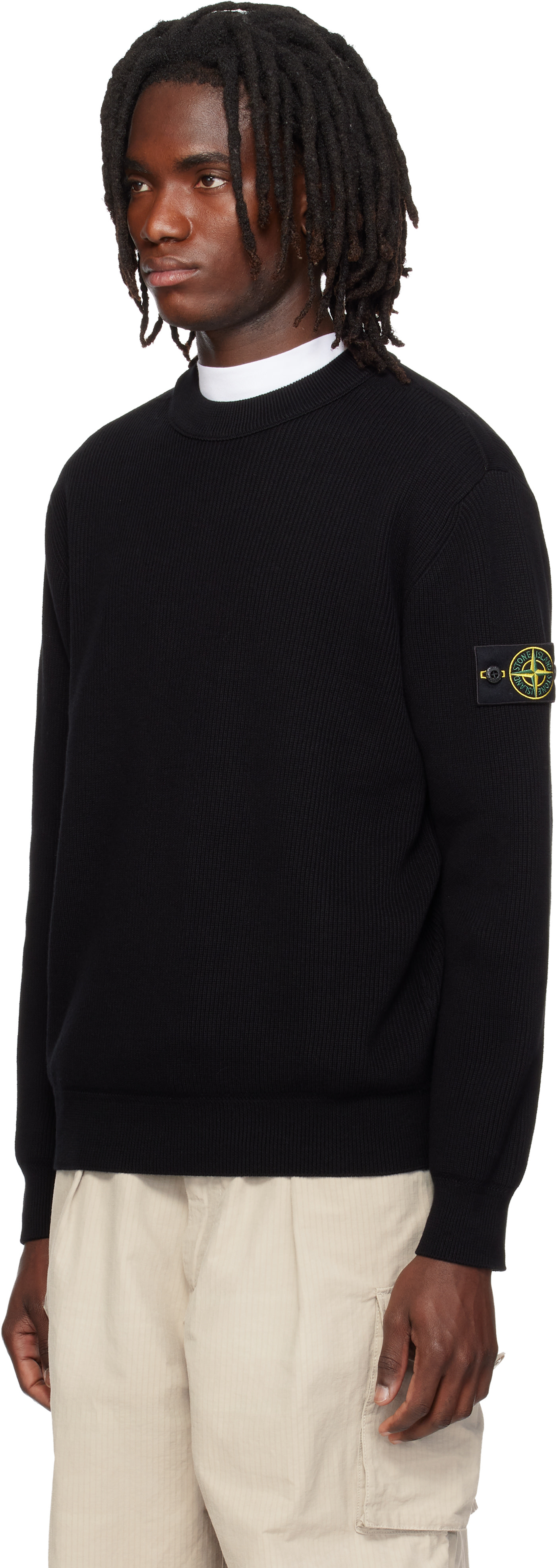 Stone Island: Black 5100154 Ribbed Soft Organic Cotton Sweater