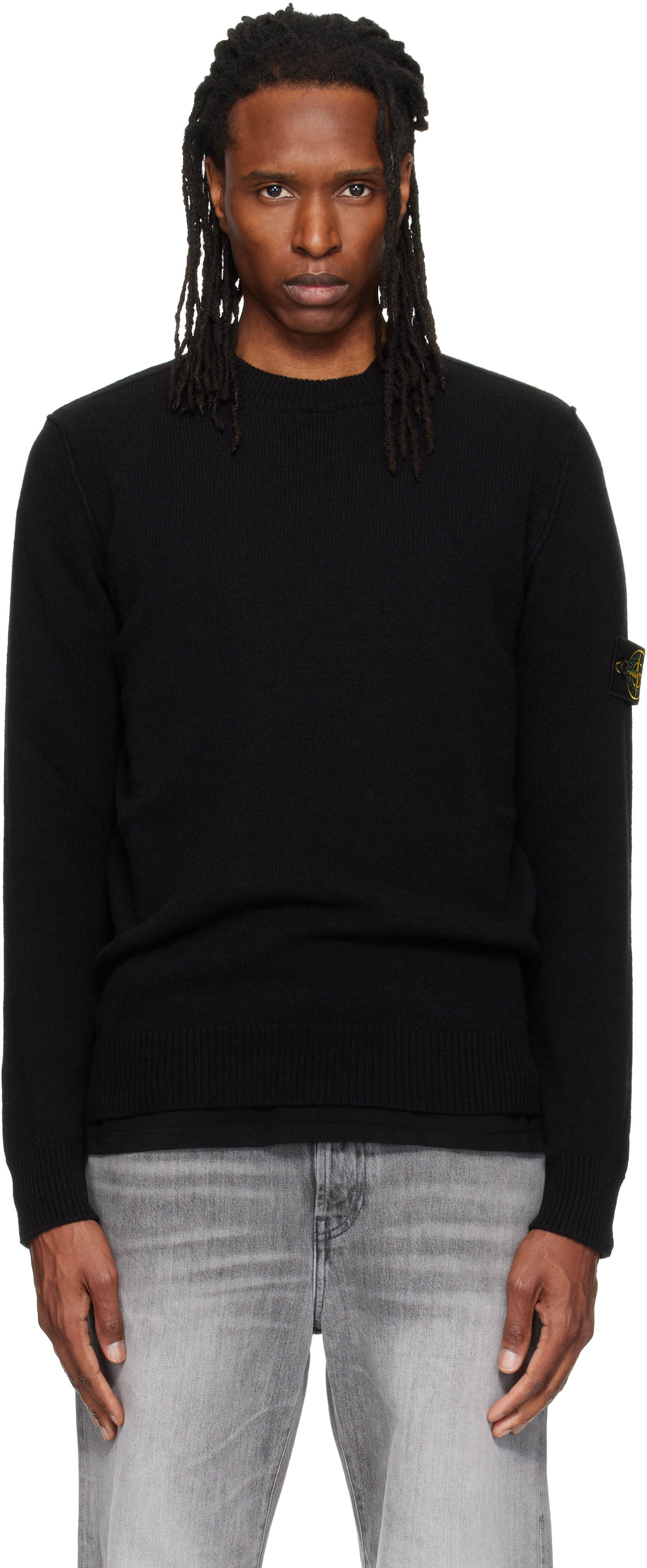 Stone Island: Black 5100072 Lambswool Sweater | SSENSE Canada