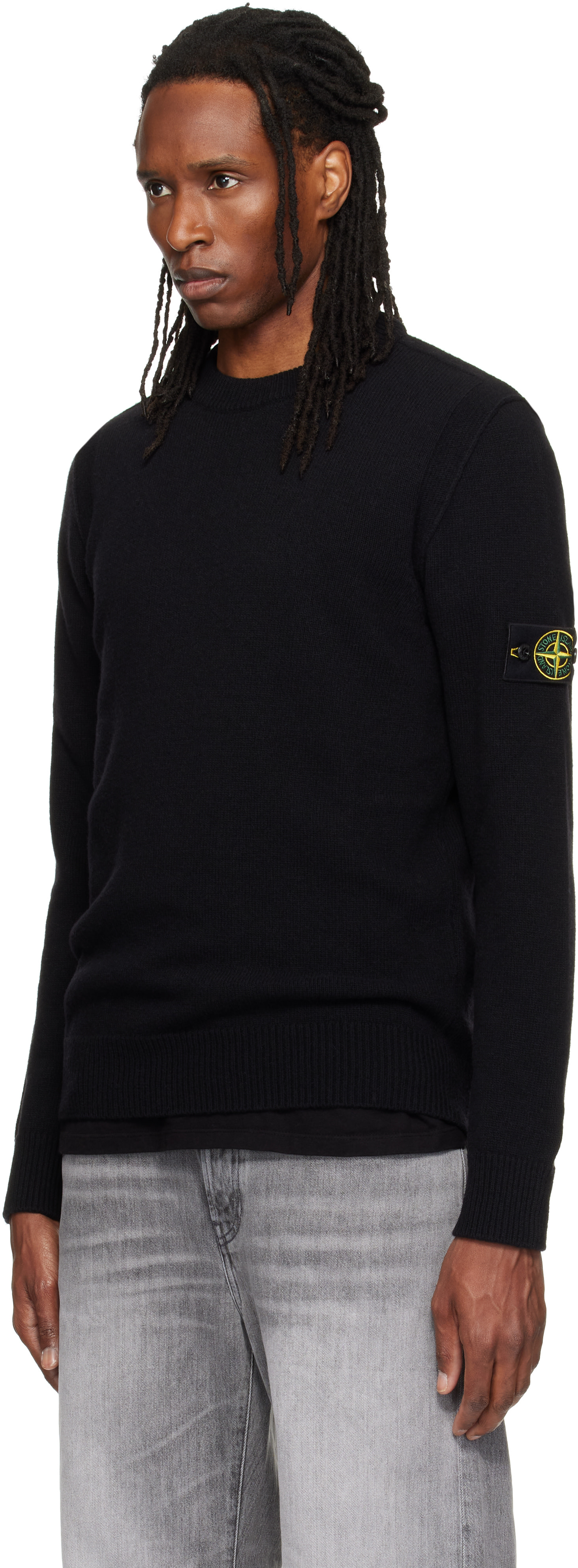 STONE  セーター Stone Island: ブラック 5100072 Lambswool セーター | SSENSE 日本