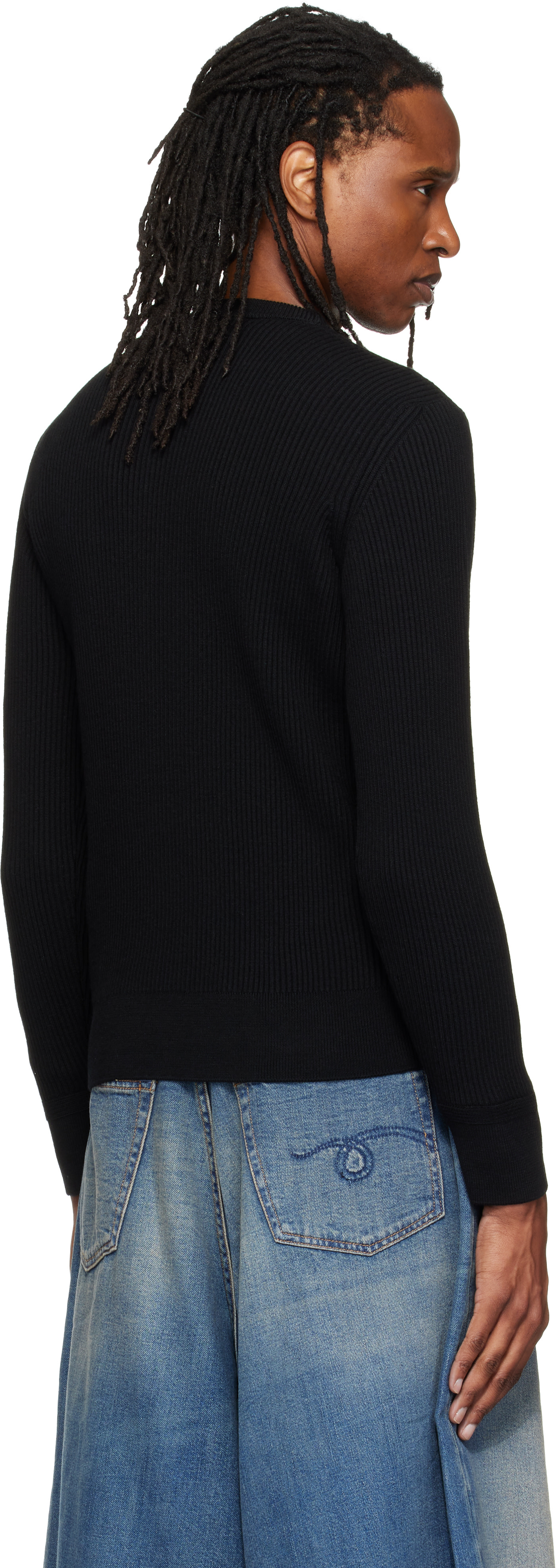 Stone Island: Black 5100053 Full Rib RWS Wool Sweater | SSENSE
