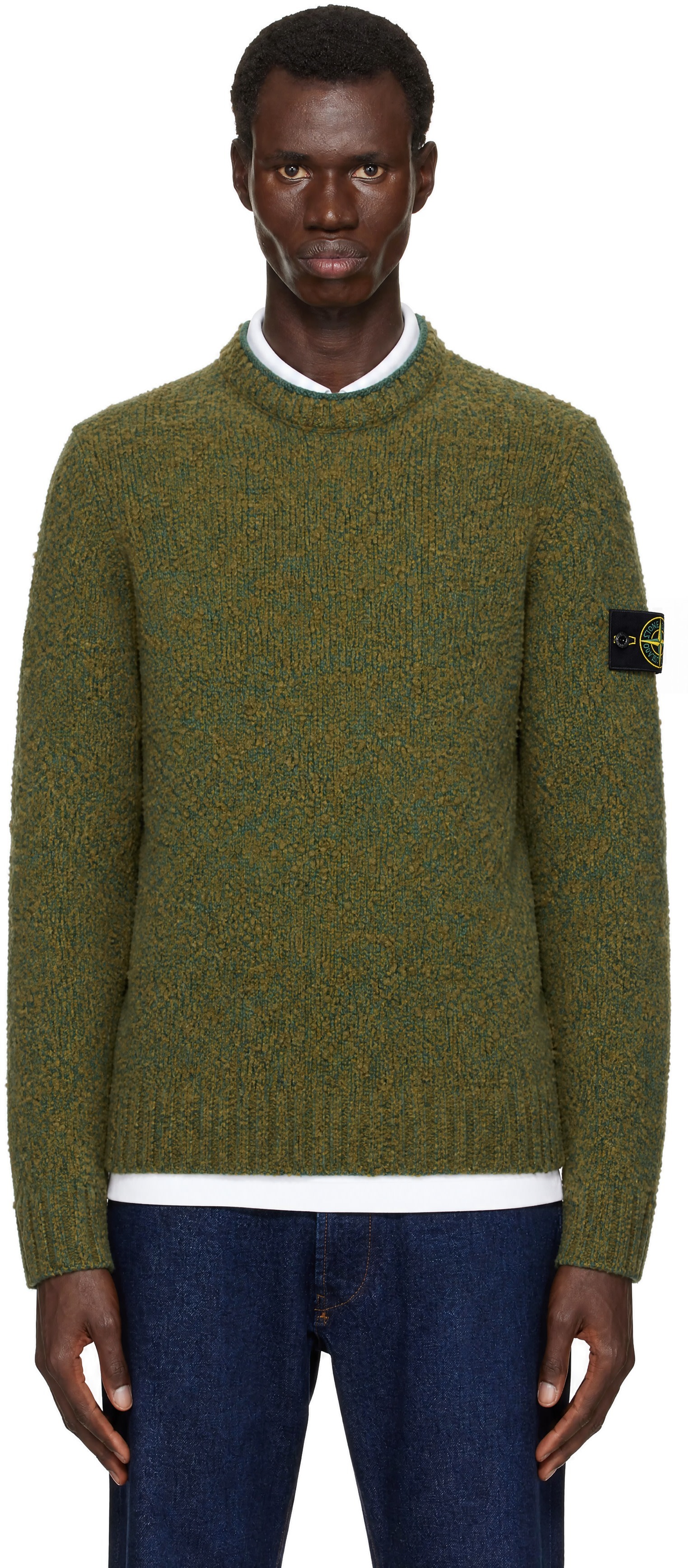 Stone Island: グリーン 5100031 Speckled Wool Nylon セーター