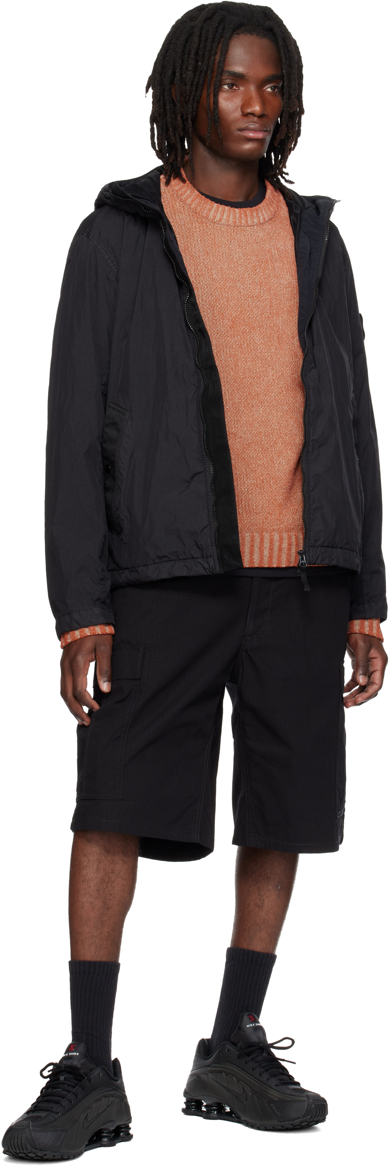 Stone Island - Pull 5100016 orange en chenille de coton traité