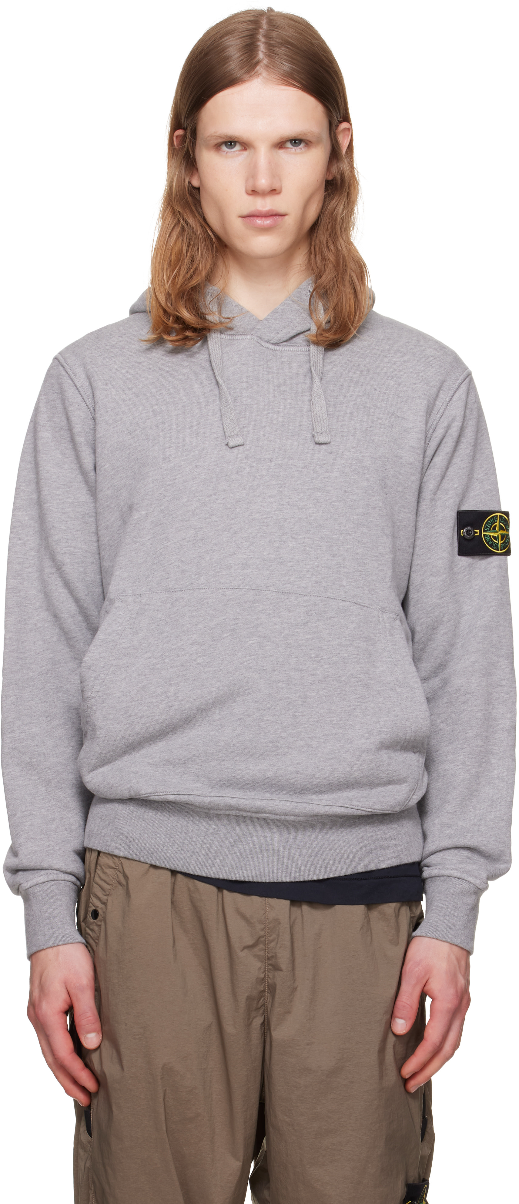 新品 STONE  ORGANIC COTTON FLEECE S Stone Island: Gray 6100062 Organic Cotton Fleece Hoodie | SSENSE