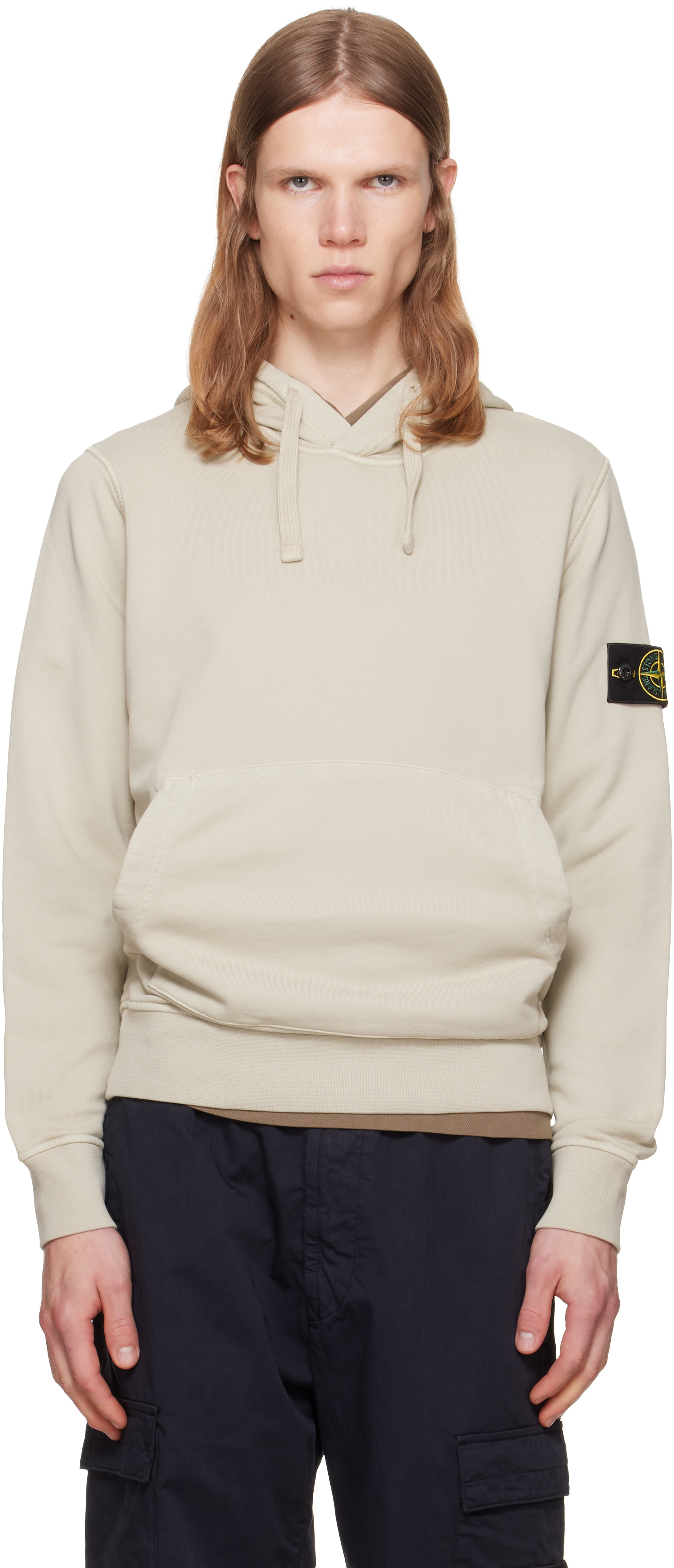Stone Island: Beige 6100062 Organic Cotton Fleece Hoodie | SSENSE