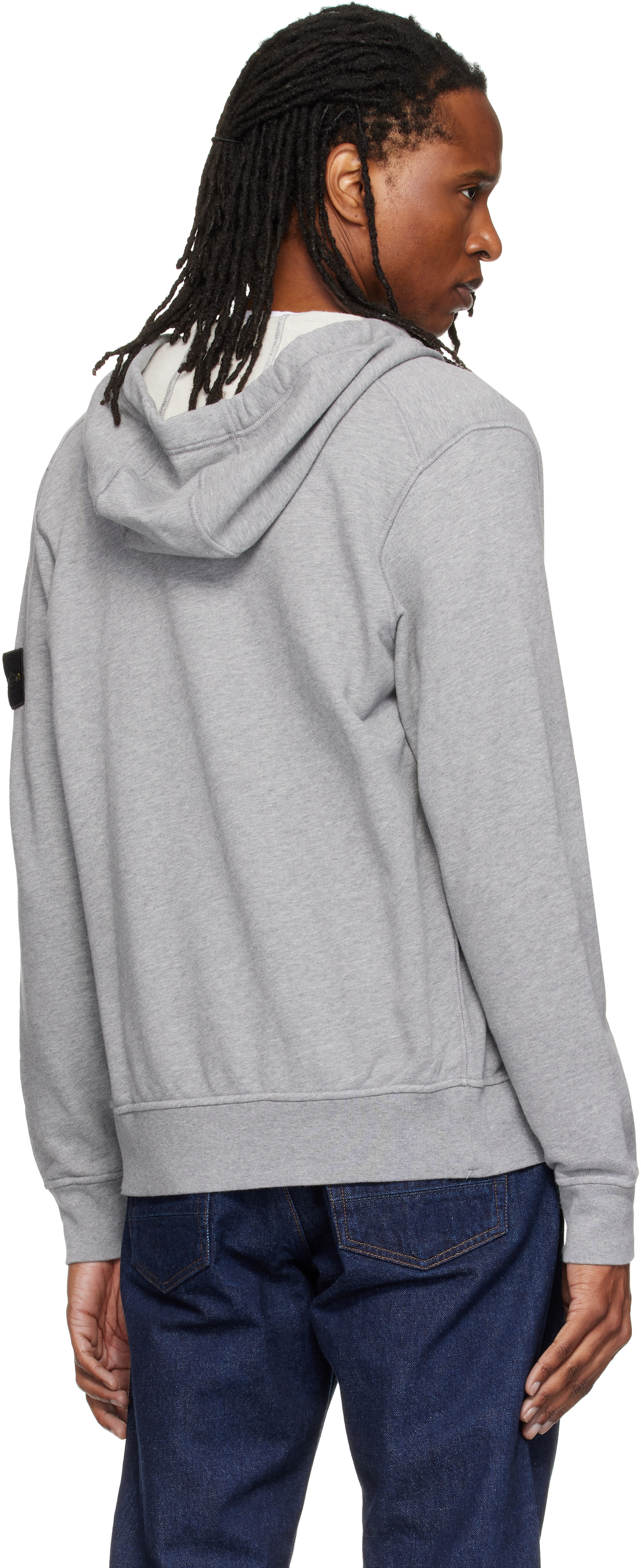 Stone Island - Pull à capuche 6100061 gris en coton bio
