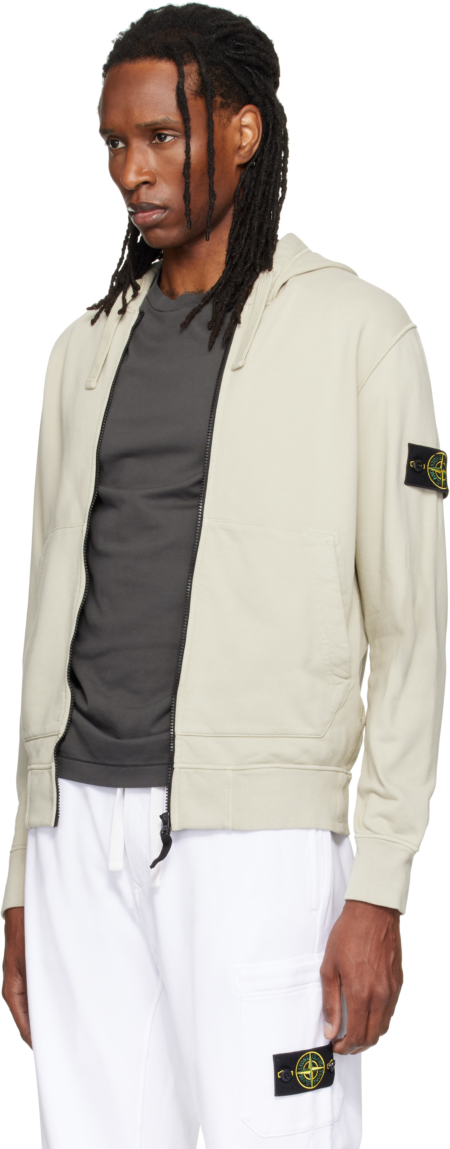 Stone Island - Pull à capuche 6100061 vert en coton bio