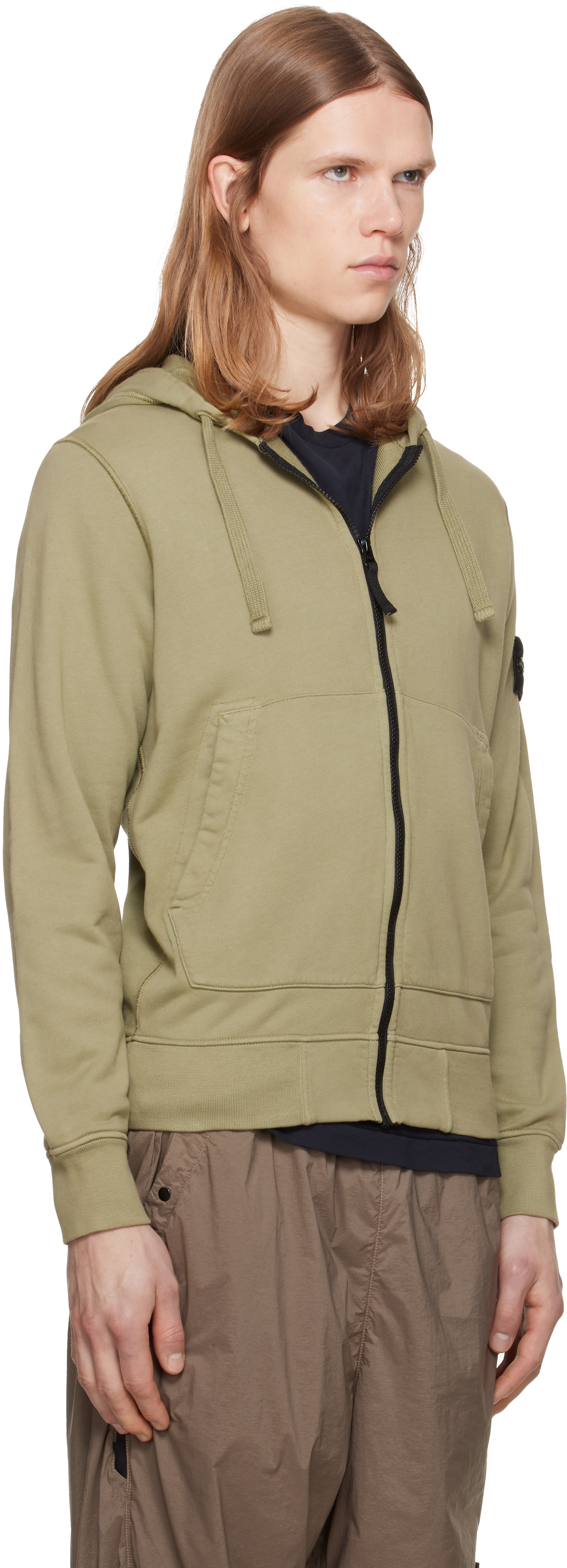Stone Island - Pull à capuche 6100061 vert en coton bio