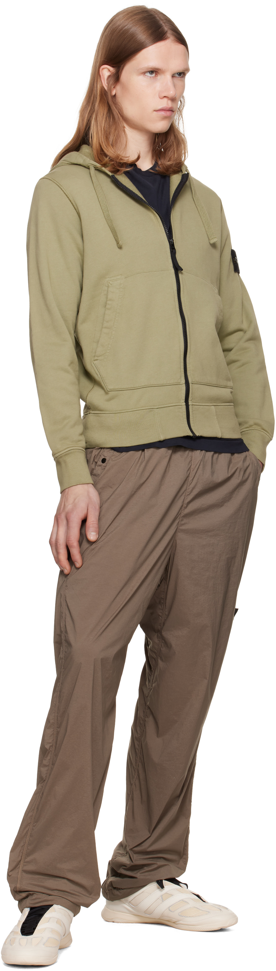 Stone Island - Pull à capuche 6100061 vert en coton bio