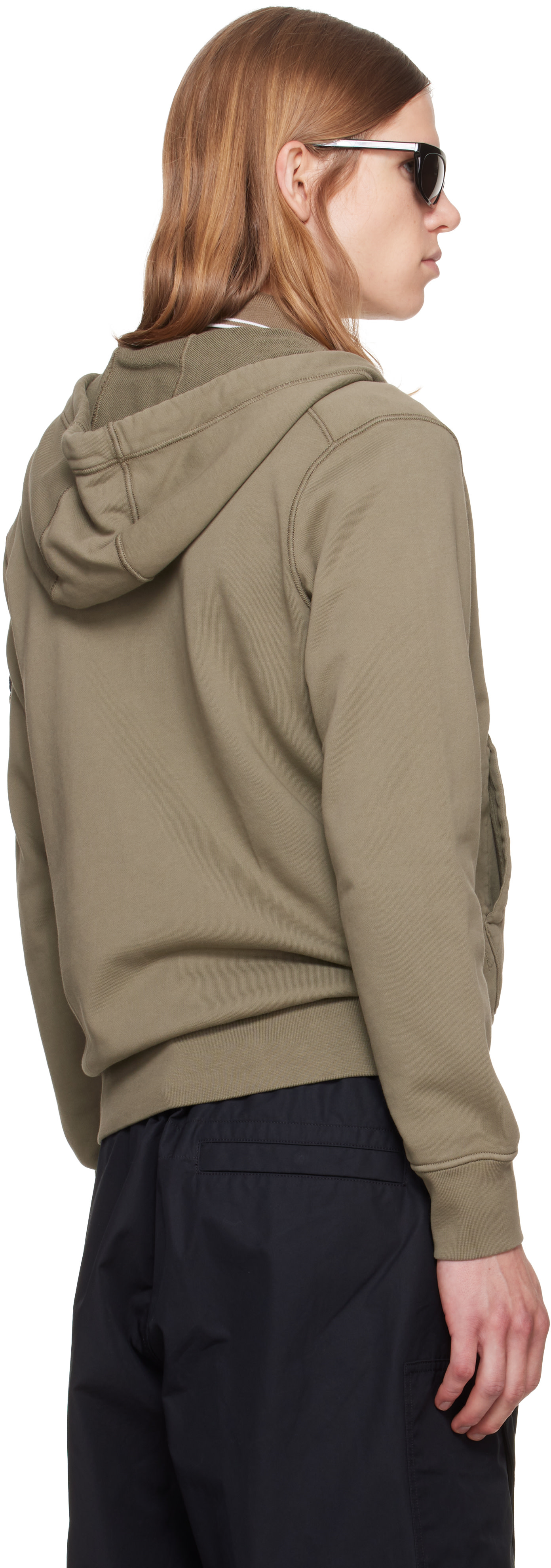Stone Island: Khaki 6100061 Organic Cotton Fleece Hoodie | SSENSE