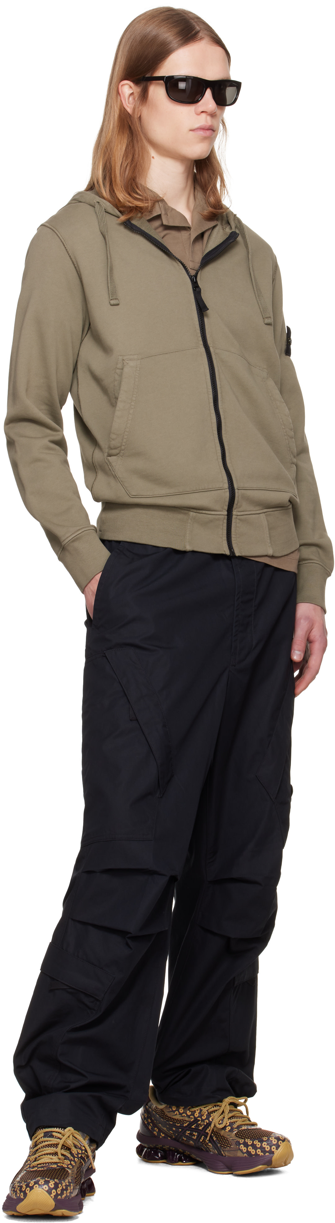 Stone Island: Khaki 6100061 Organic Cotton Fleece Hoodie | SSENSE