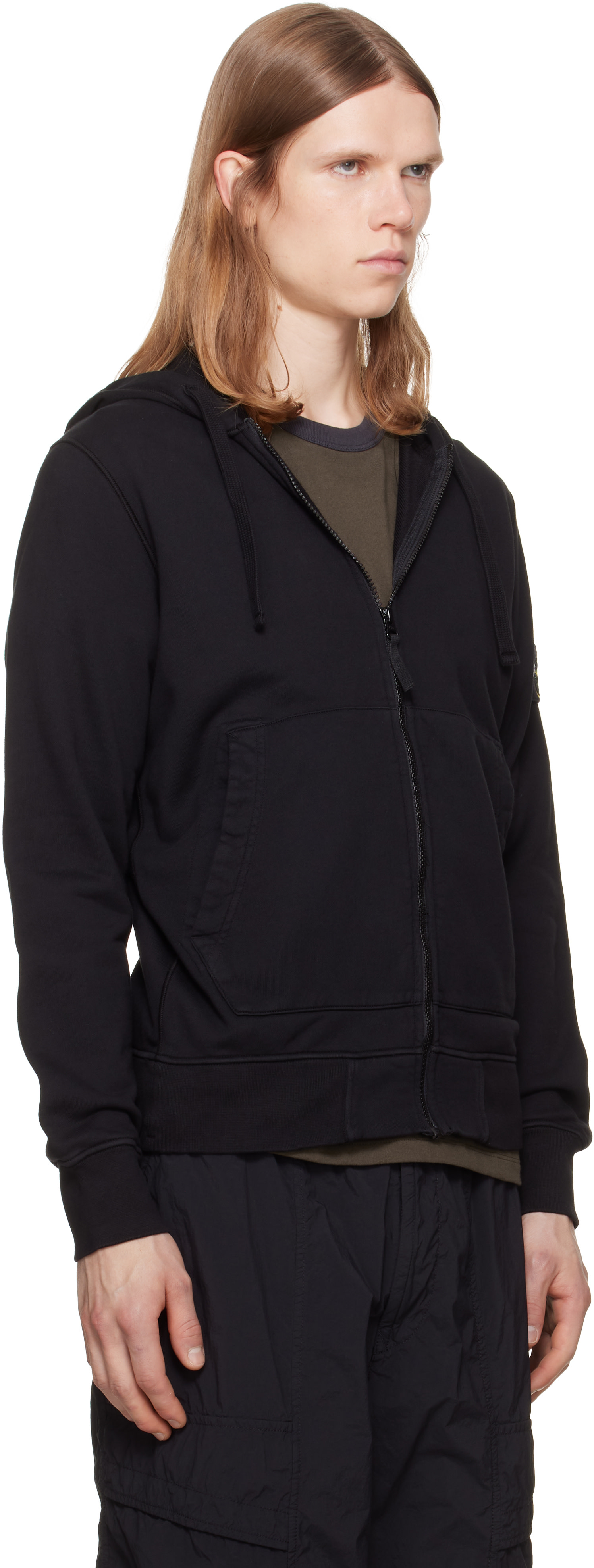Stone Island - Pull à capuche 6100061 noir en coton bio