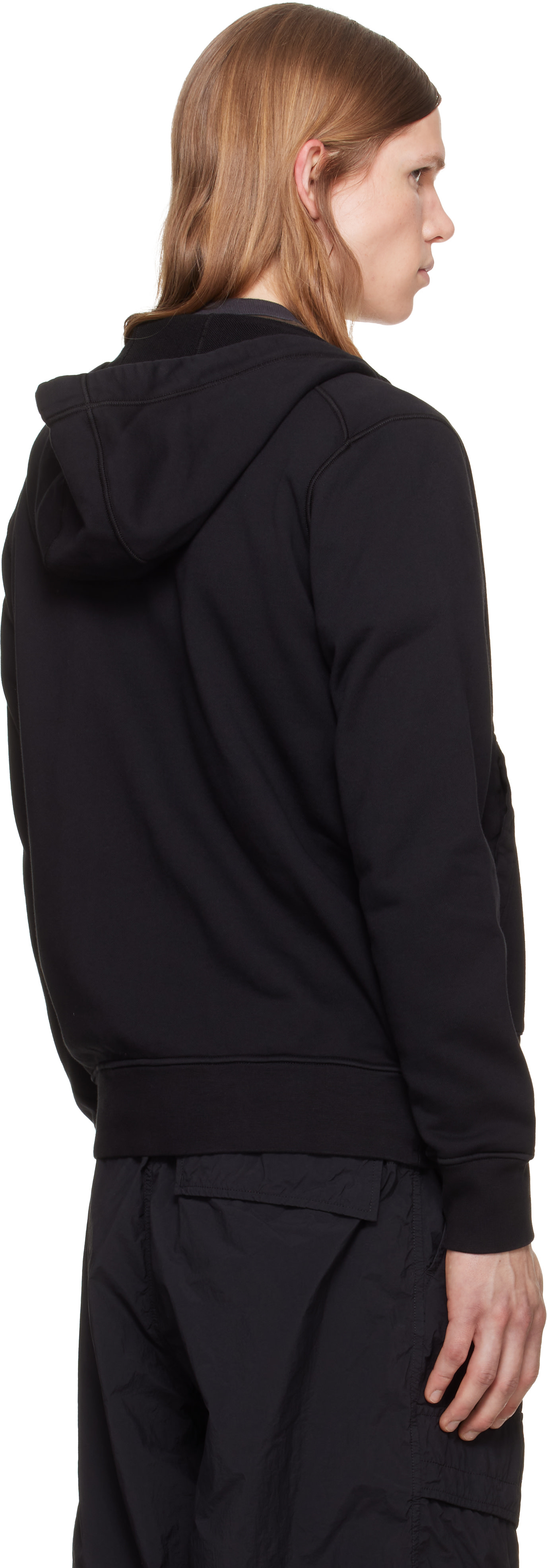 Stone Island: ブラック 6100061 Organic Cotton Fleece フーディ