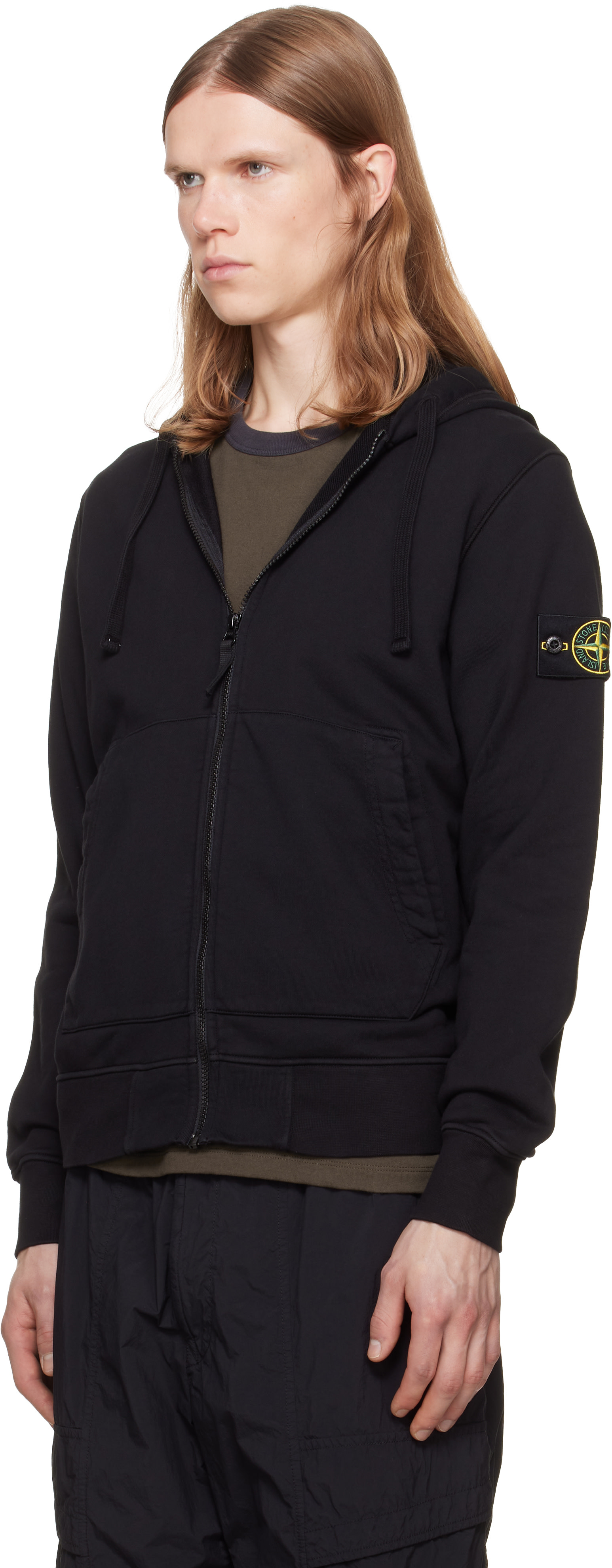 Stone Island - Pull à capuche 6100061 noir en coton bio