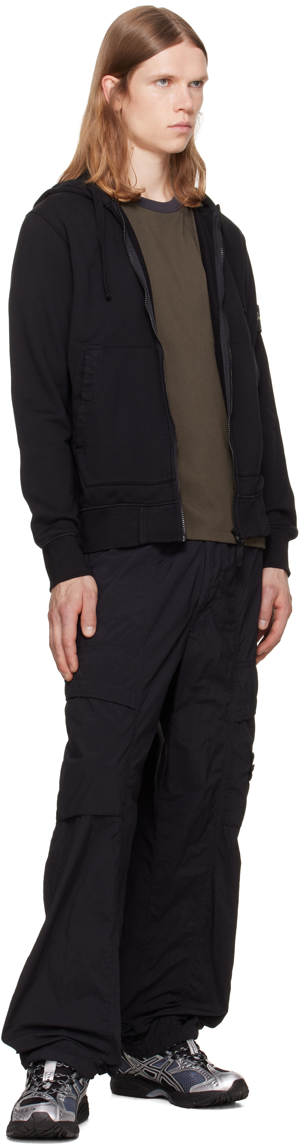 Stone Island - Pull à capuche 6100061 noir en coton bio